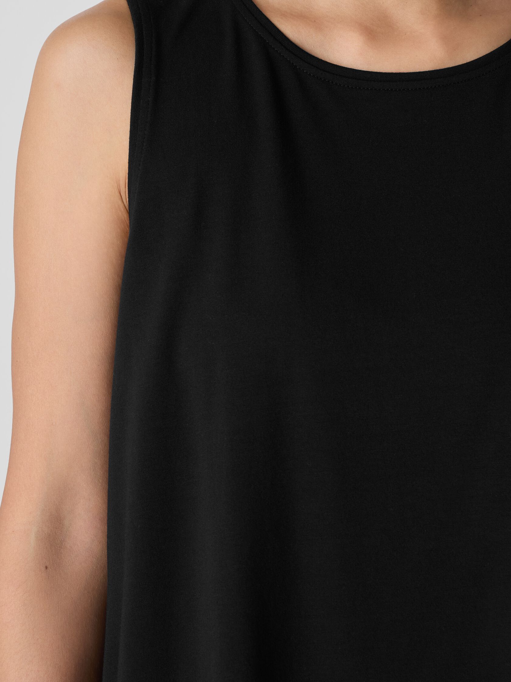 Stretch Jersey Knit Jewel Neck Tank
