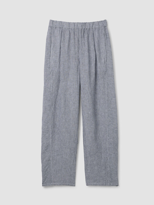 Puckered Organic Linen Stripe Lantern Pant