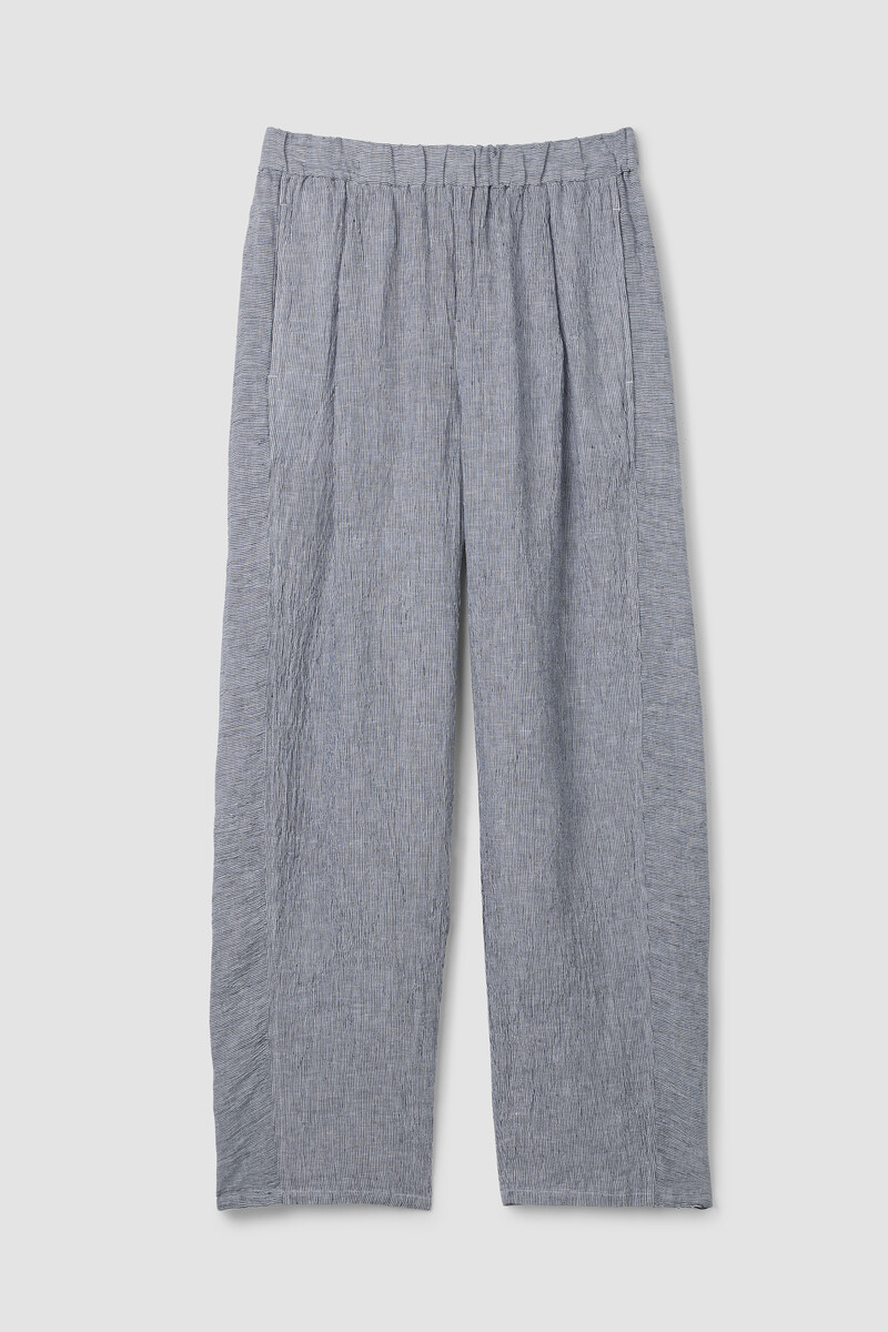Puckered Organic Linen Stripe Lantern Pant Puckered Organic Linen Stripe Lantern Pant