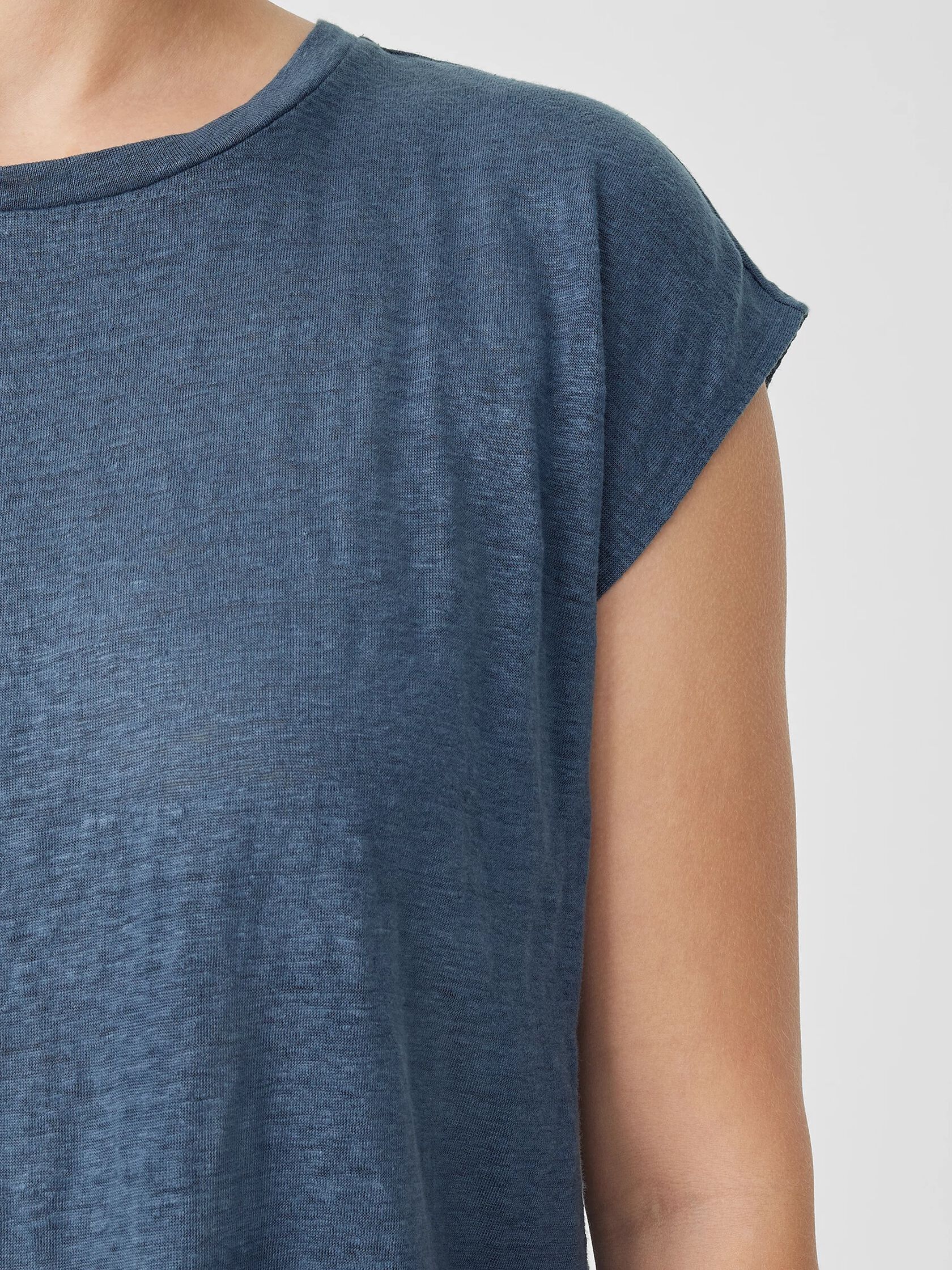 Organic Linen Jersey Shirred-Back Top