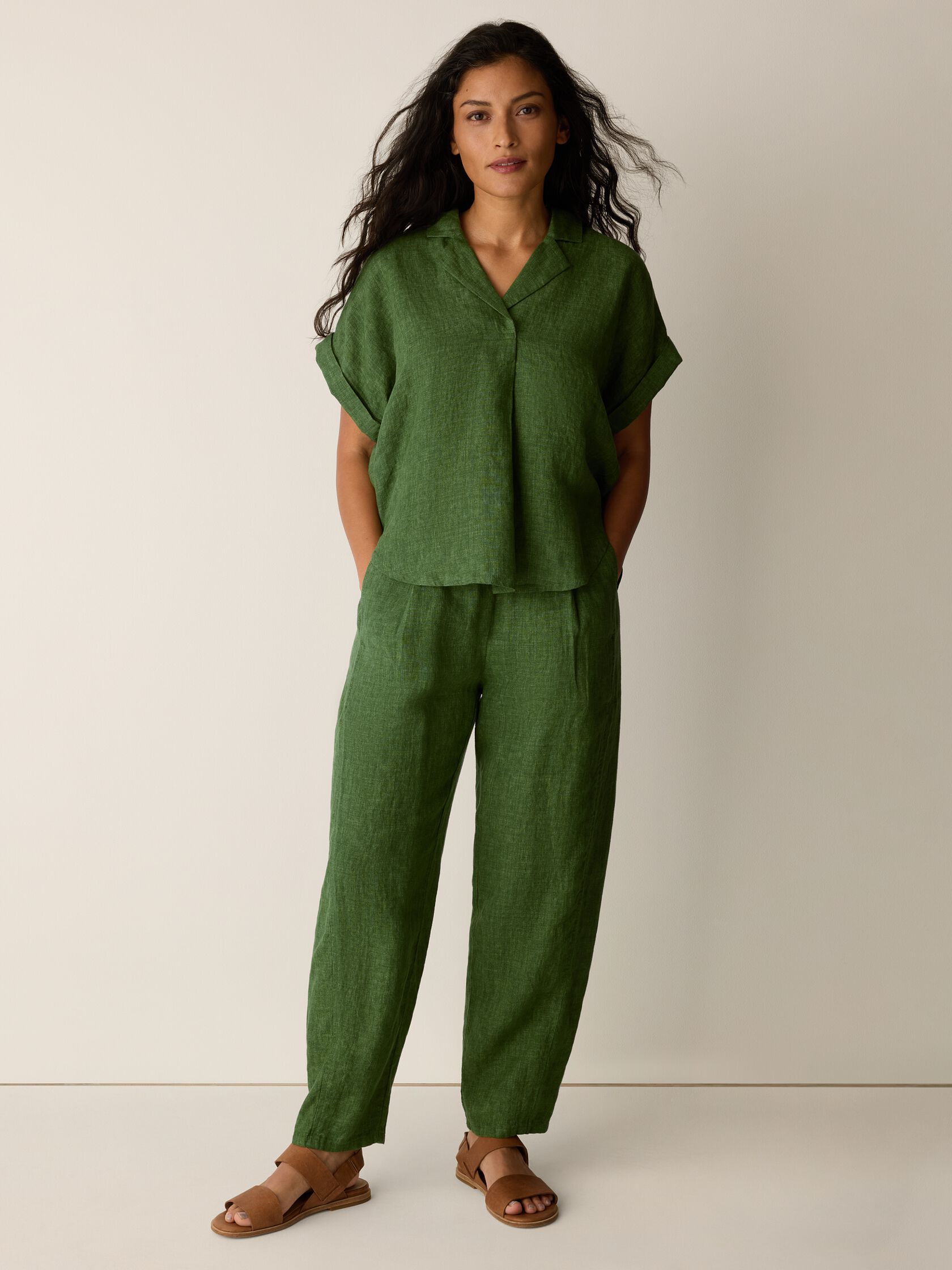 Washed Organic Linen D&eacute;lav&eacute; Lantern Pant