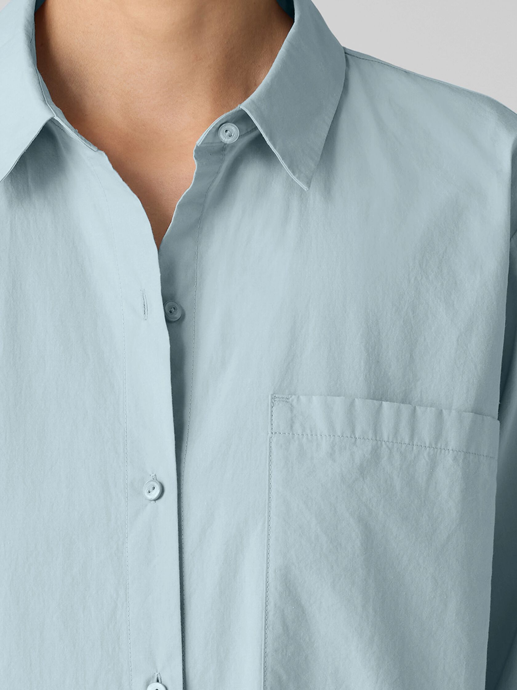 Washed Organic Cotton Poplin Classic Collar Long Shirt