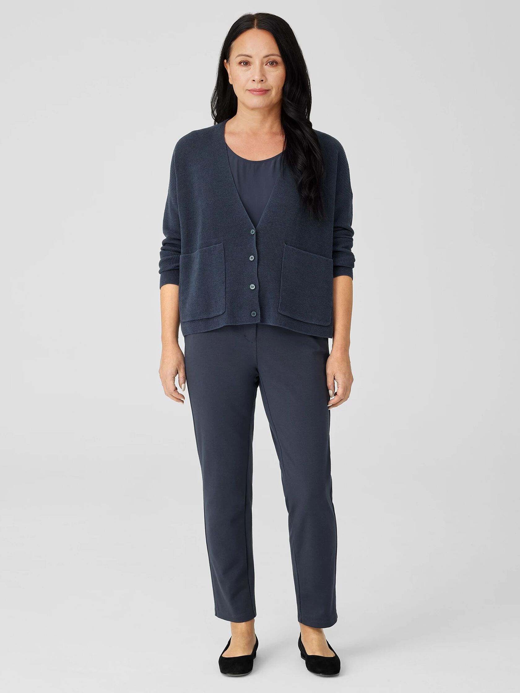 Cotton Blend Ponte Slim Pant