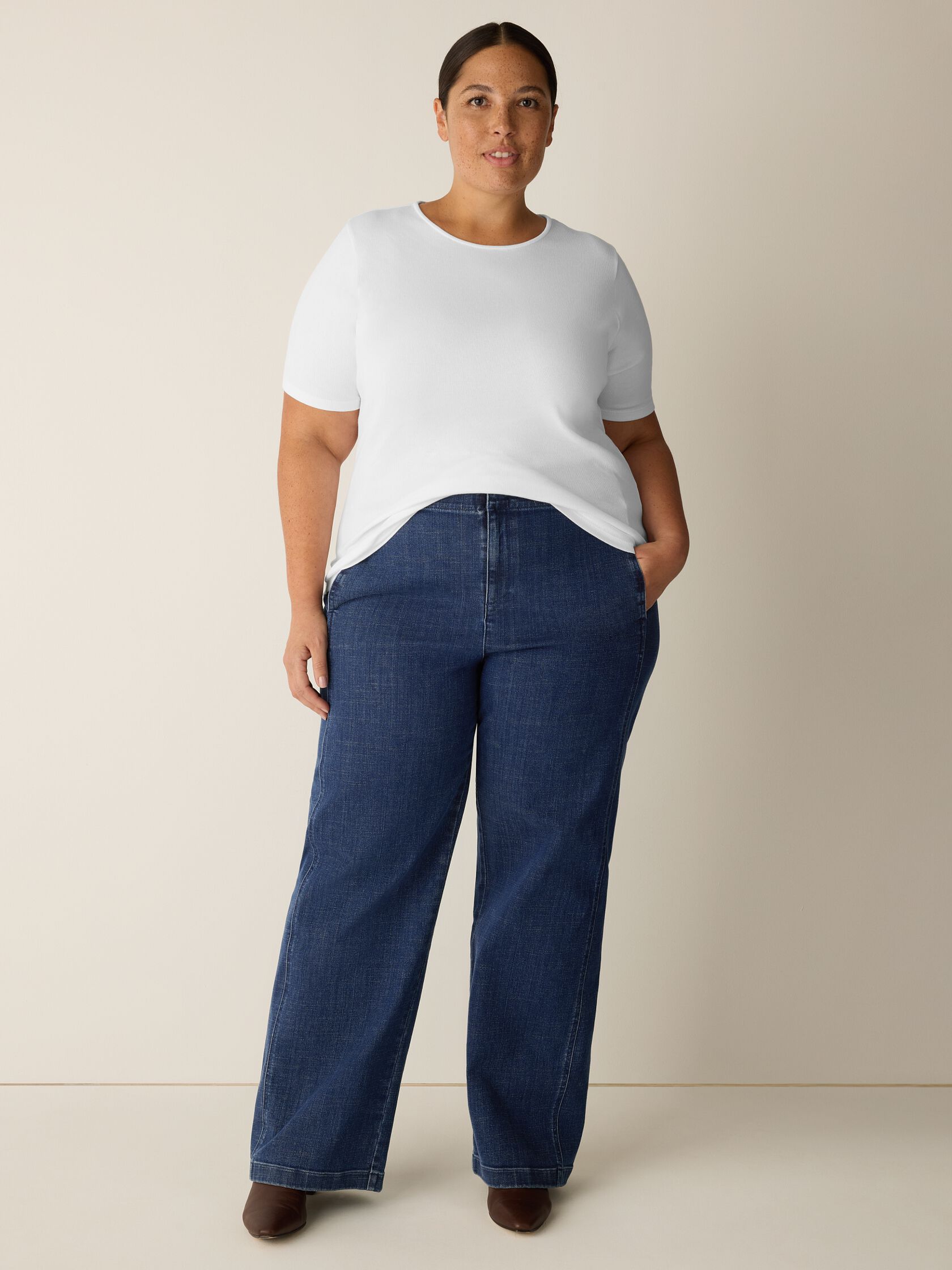 Organic Cotton Stretch Rib Crew Neck Tee