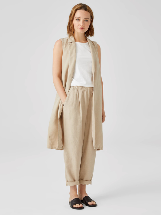 Linen Blend Pleated Tapered Pant