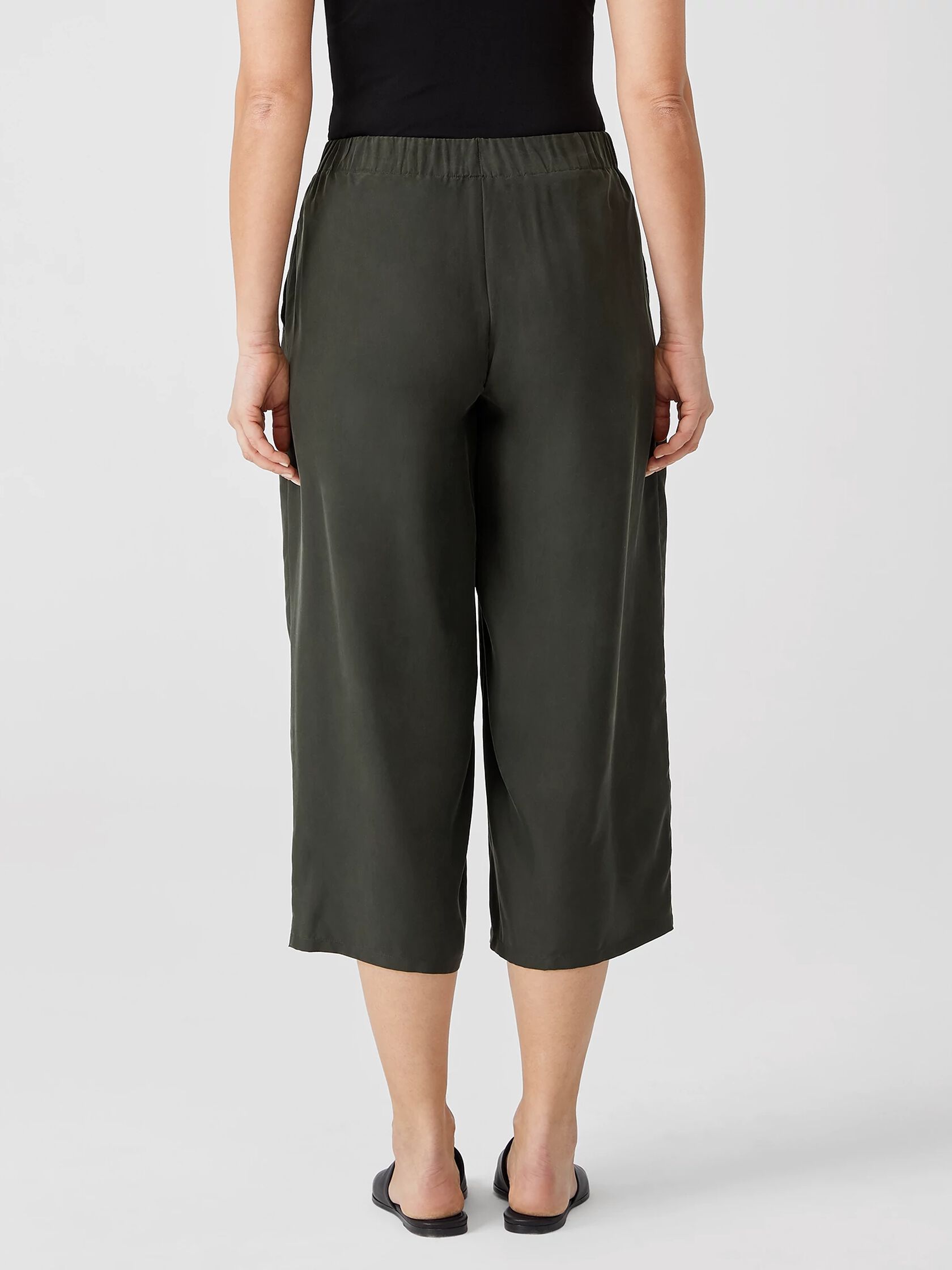 Washed Silk Habutai Wide-Leg Pant