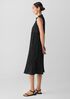 Crinkle Silk Habutai Band Collar Dress