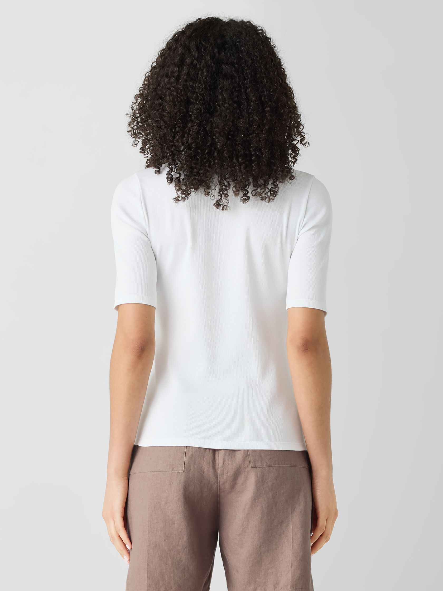 Organic Cotton Stretch Rib Crew Neck Top