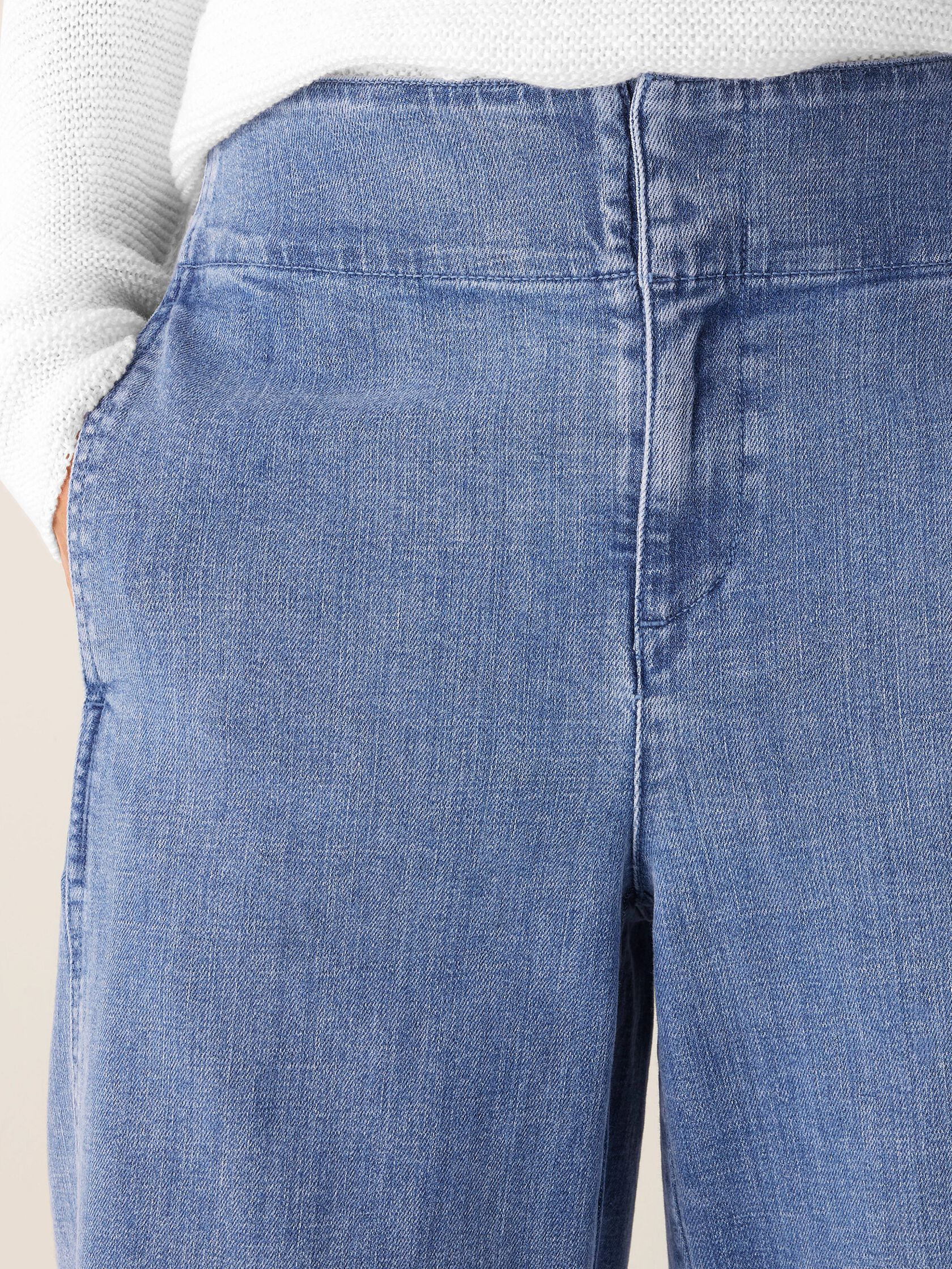 Cotton Stretch Denim Wide-Leg Trouser