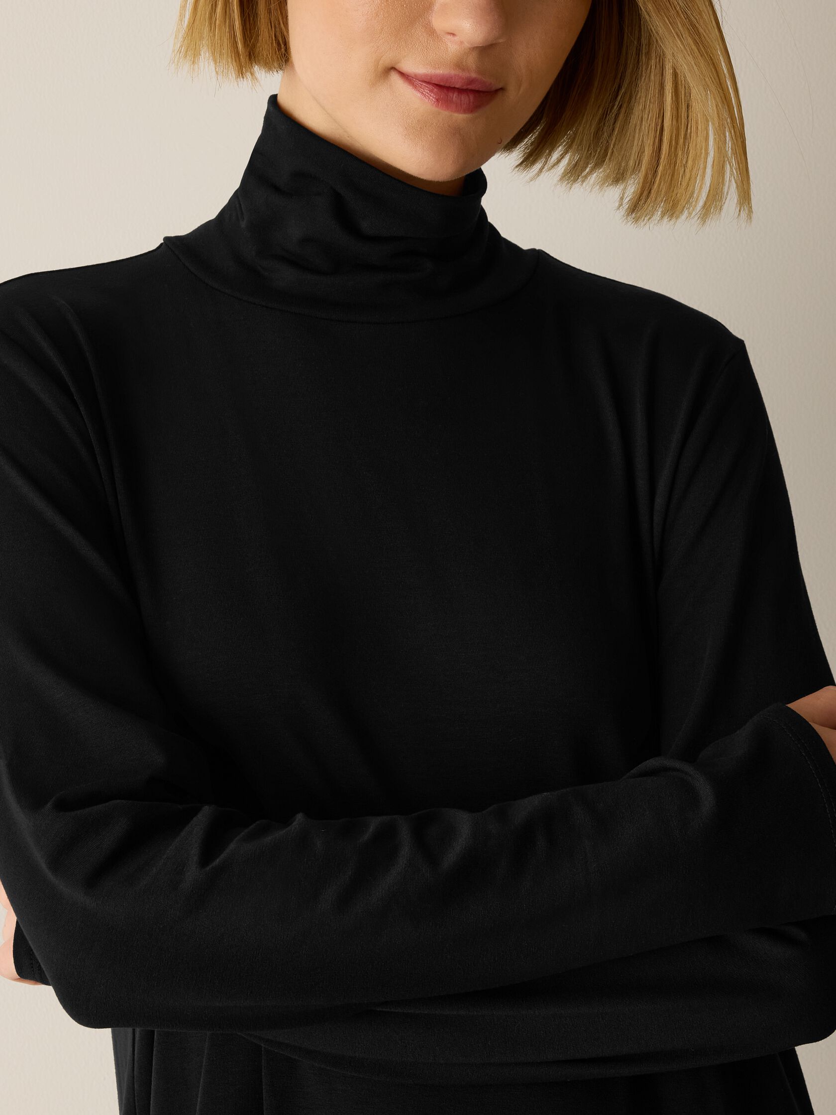 Stretch Jersey Knit Turtleneck Dress