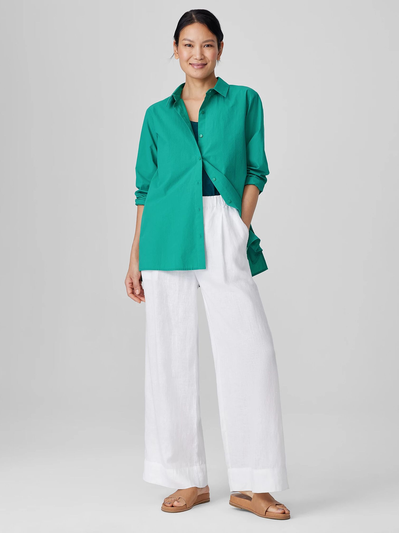 Washed Organic Cotton Poplin Classic Collar Shirt
