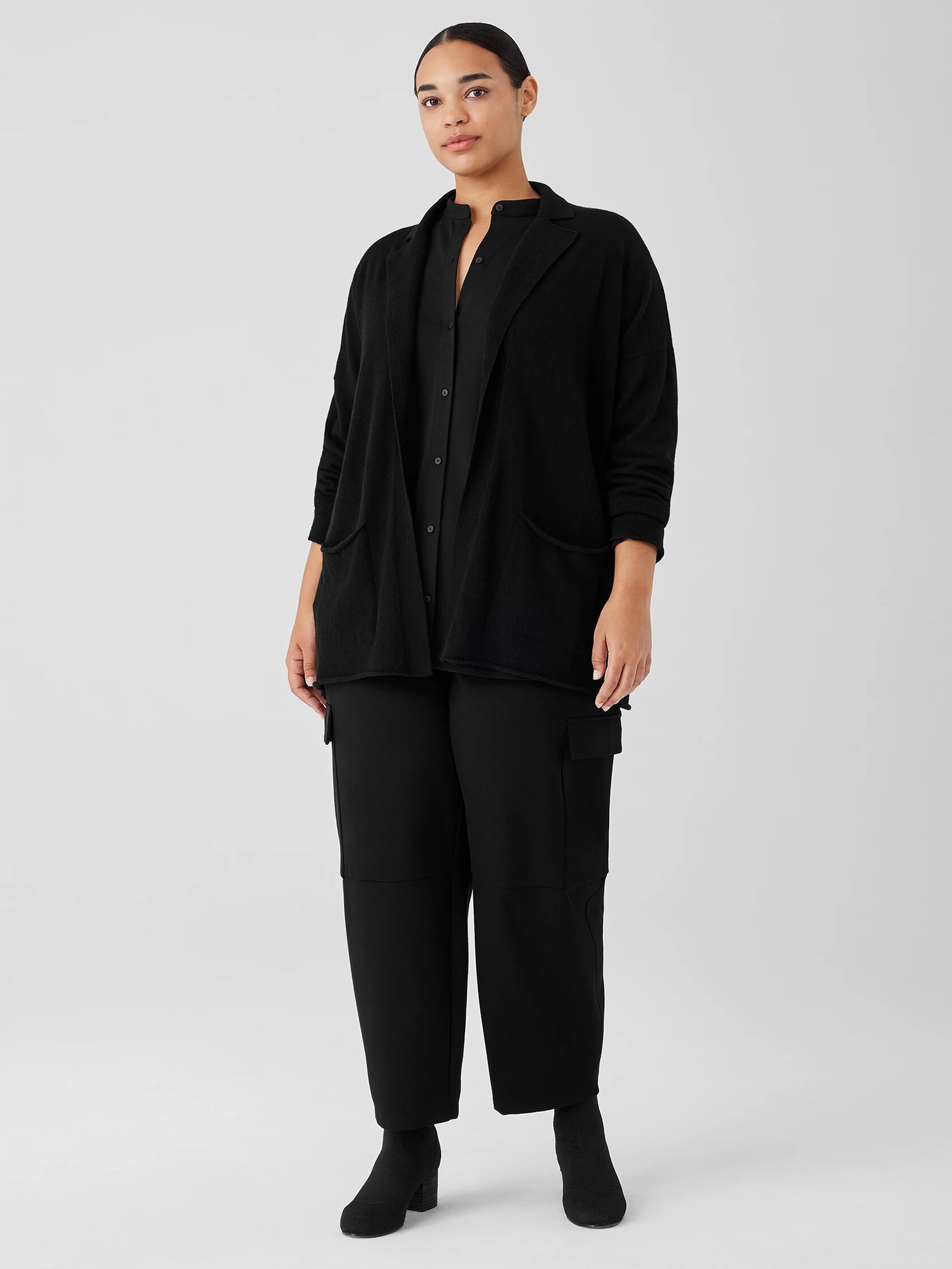 Italian Cashmere Notch Collar Cardigan