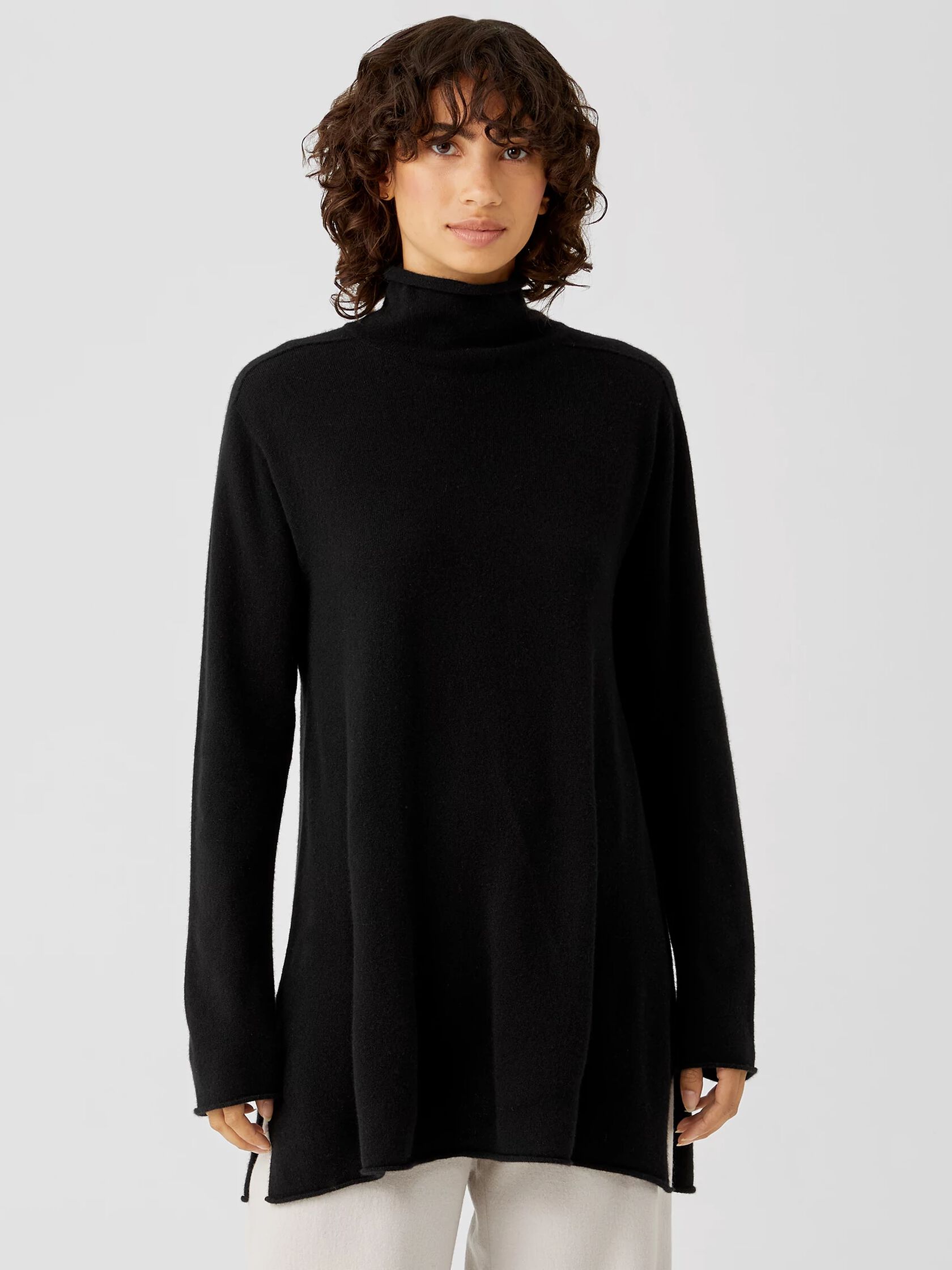 Italian Cashmere Turtleneck Long Top