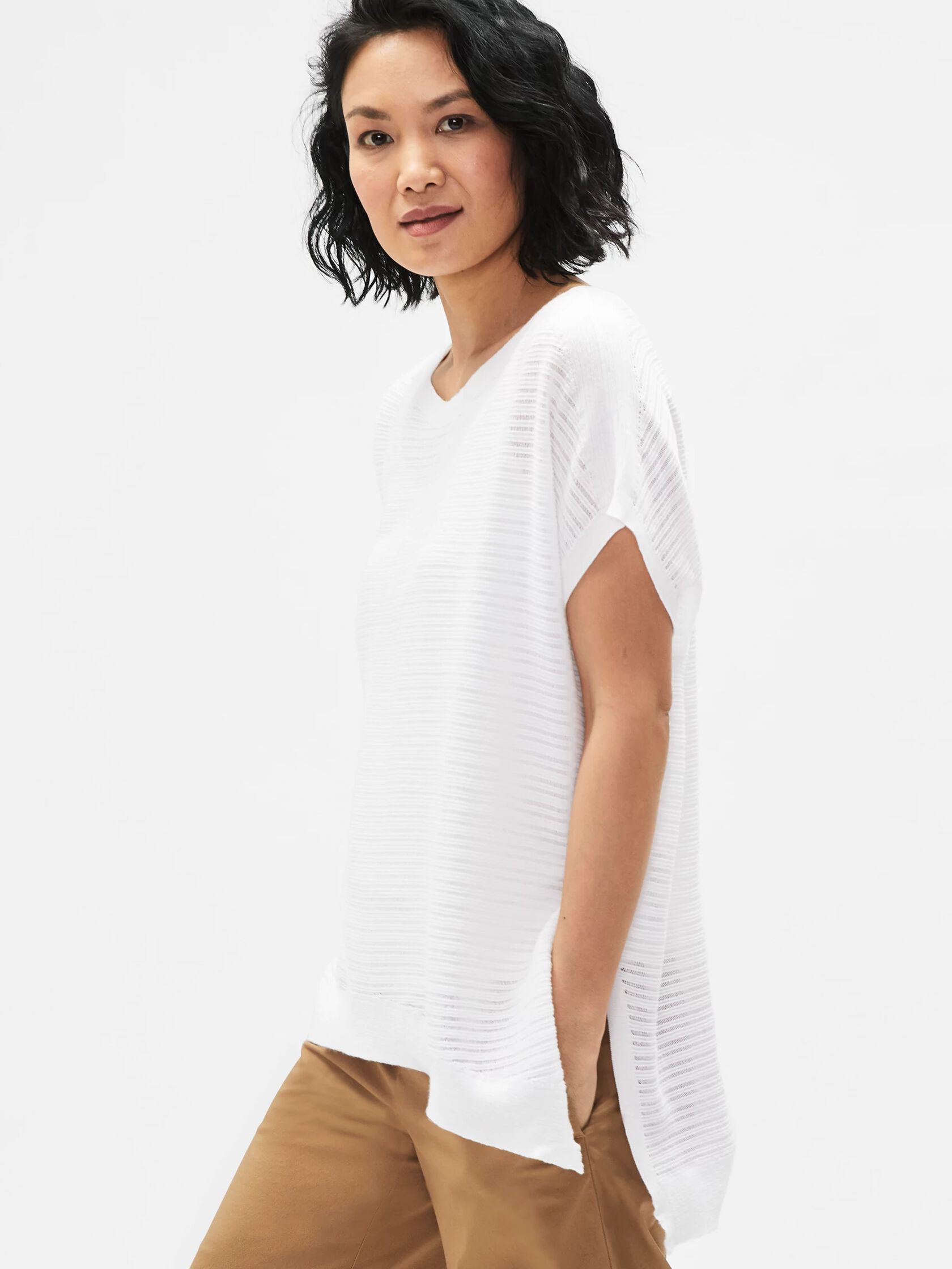 Organic Cotton Rib Stretch Bateau Neck Top