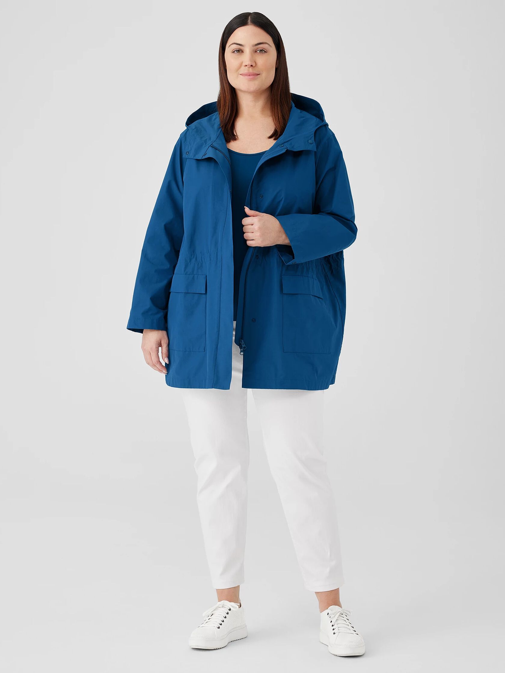 Light Cotton Nylon Hooded Coat