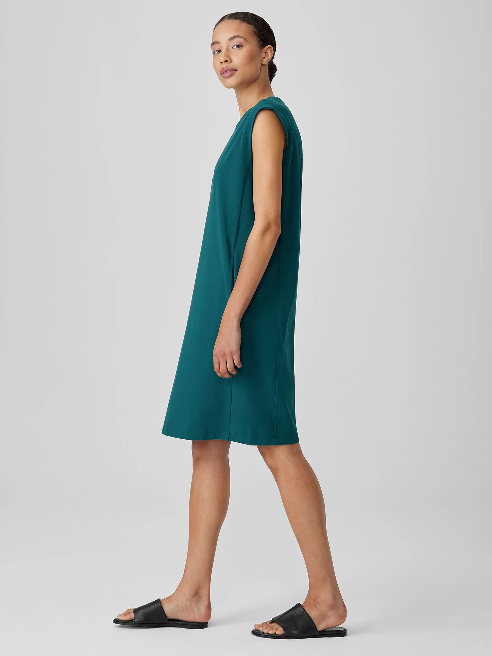 Pima Cotton Stretch Jersey Round Neck Dress