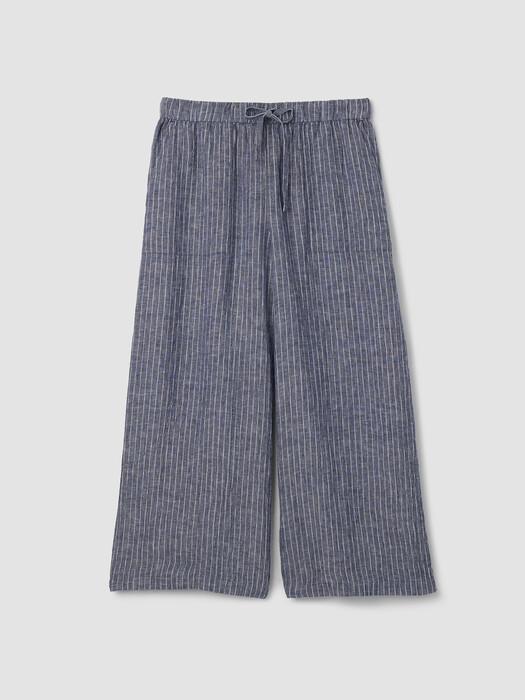 Puckered Organic Linen Wide-Leg Pant