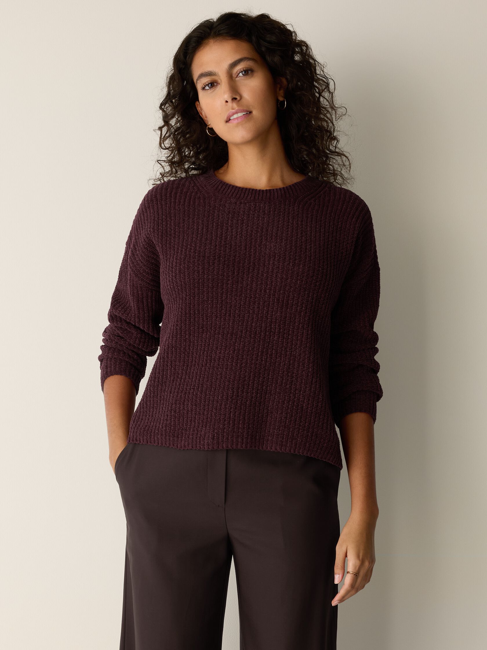 Organic Cotton Chenille Crew Neck Top