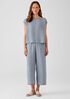 Striped Organic Linen Crinkle Shirred-Back Top