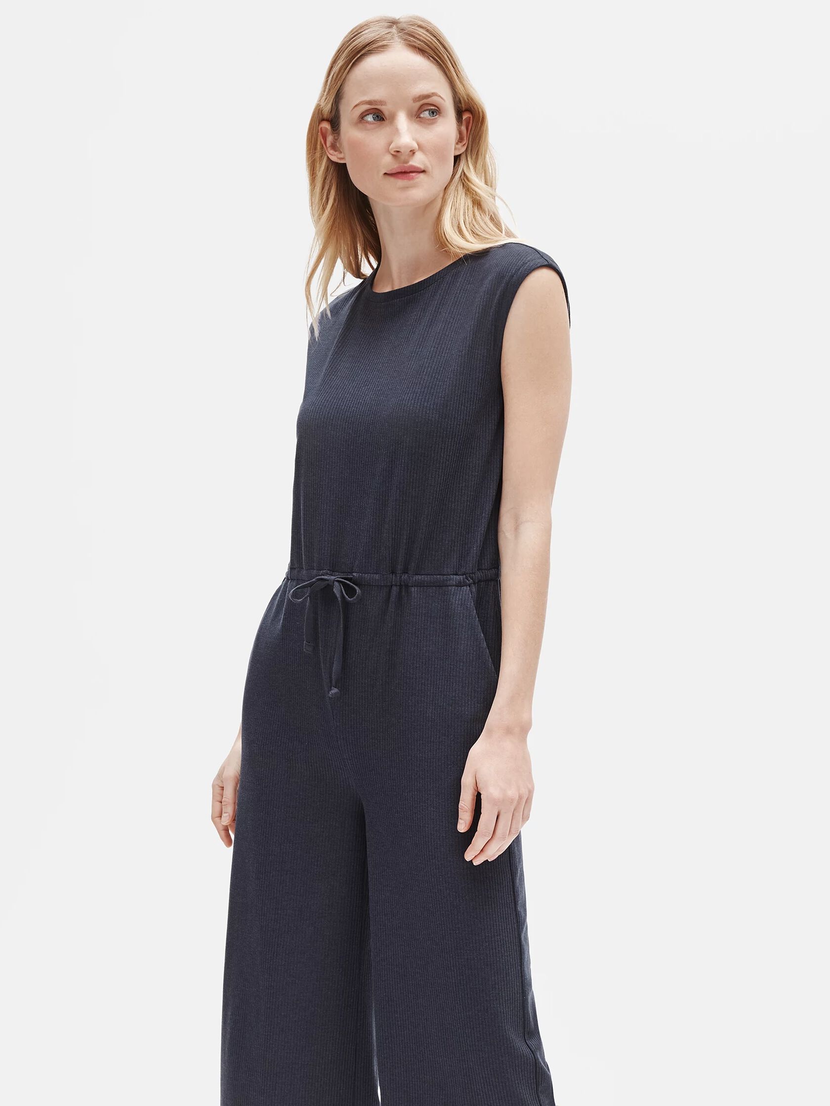 Tencel Rib Cropped Jumpsuit