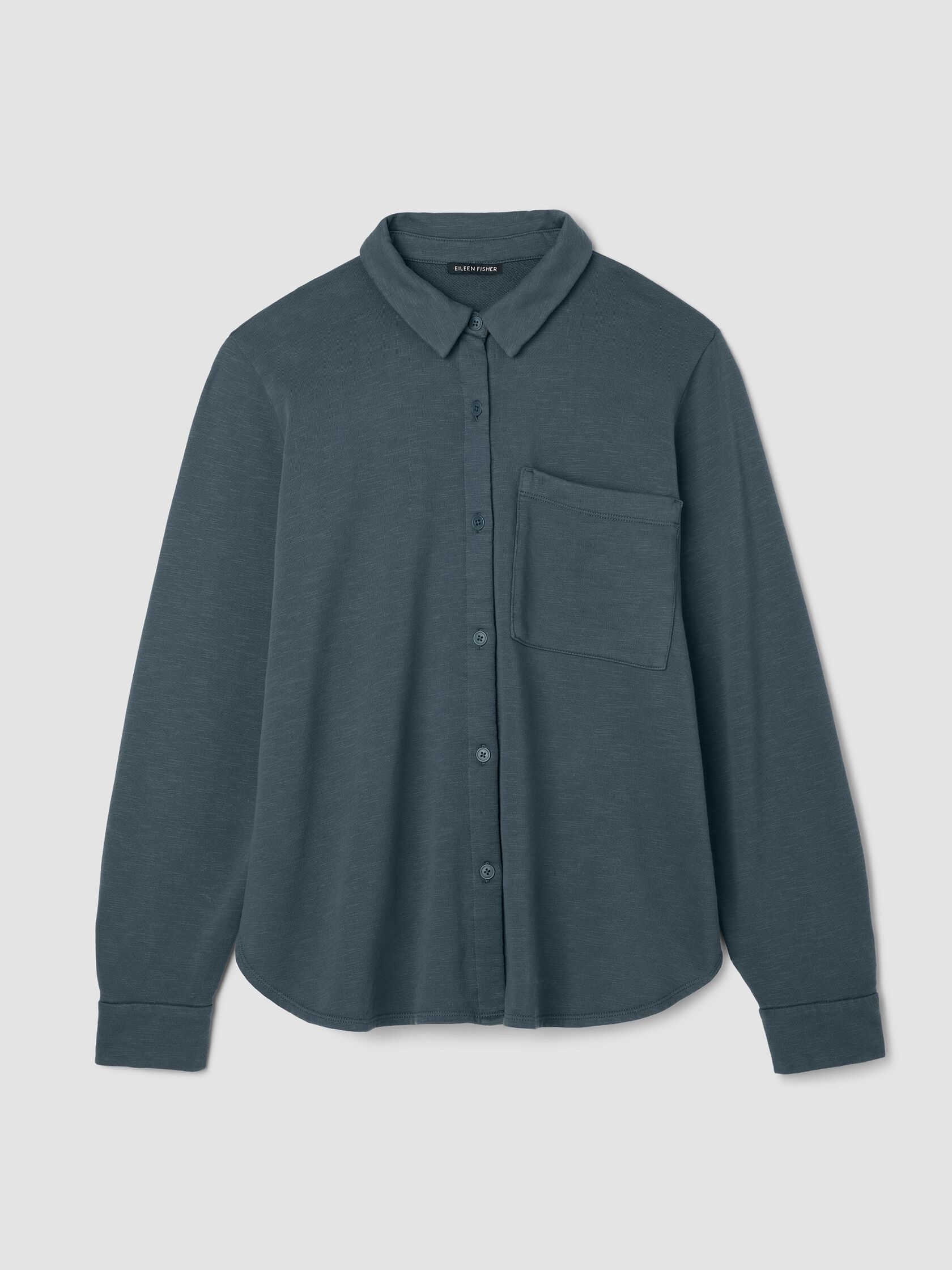 Garment-Dyed Organic Cotton Terry Classic Collar Shirt