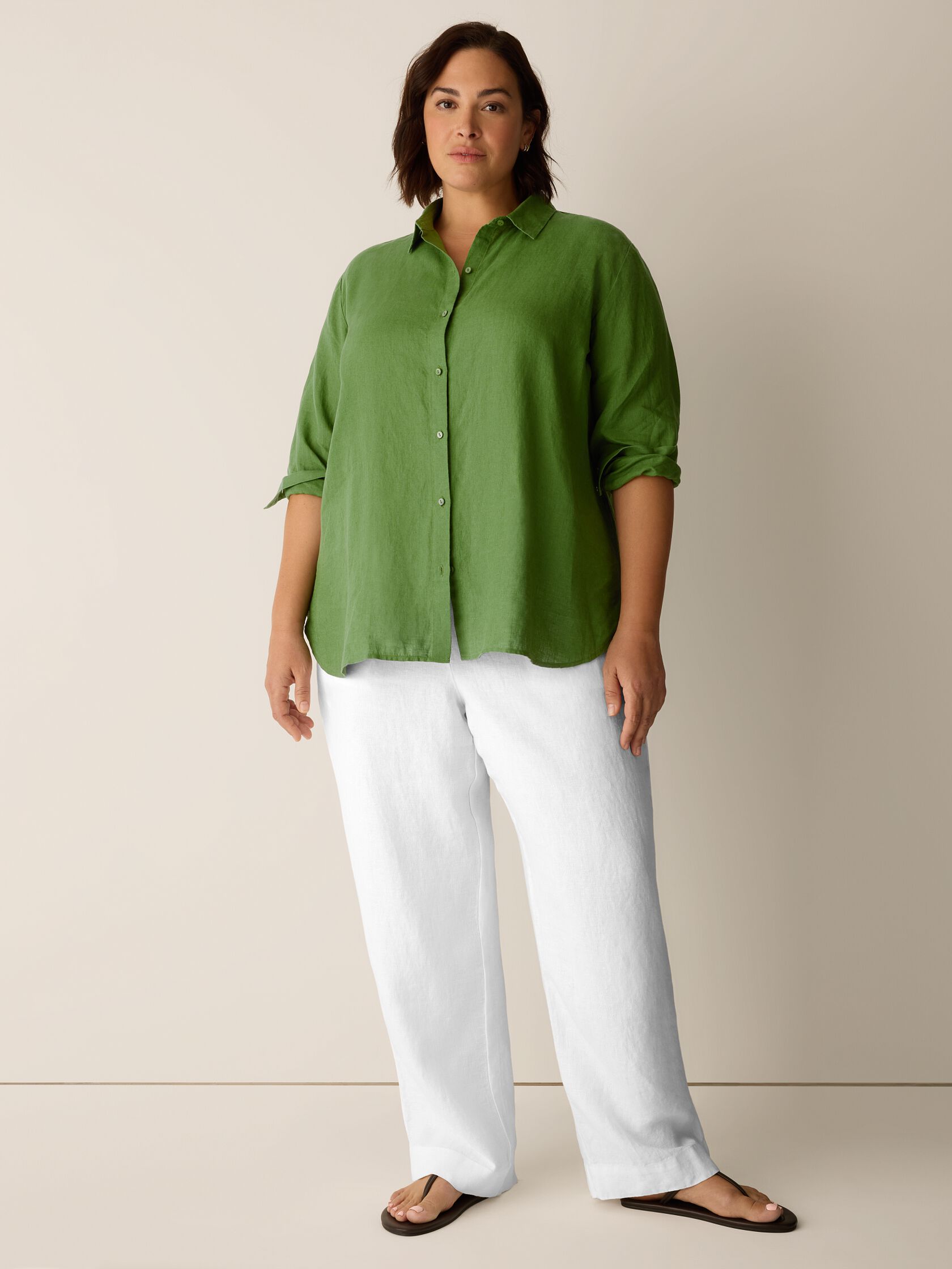 Organic Handkerchief Linen Classic Collar Shirt