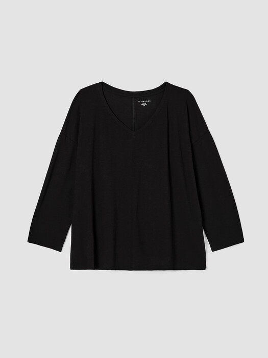 Organic Cotton Slub V-Neck Top