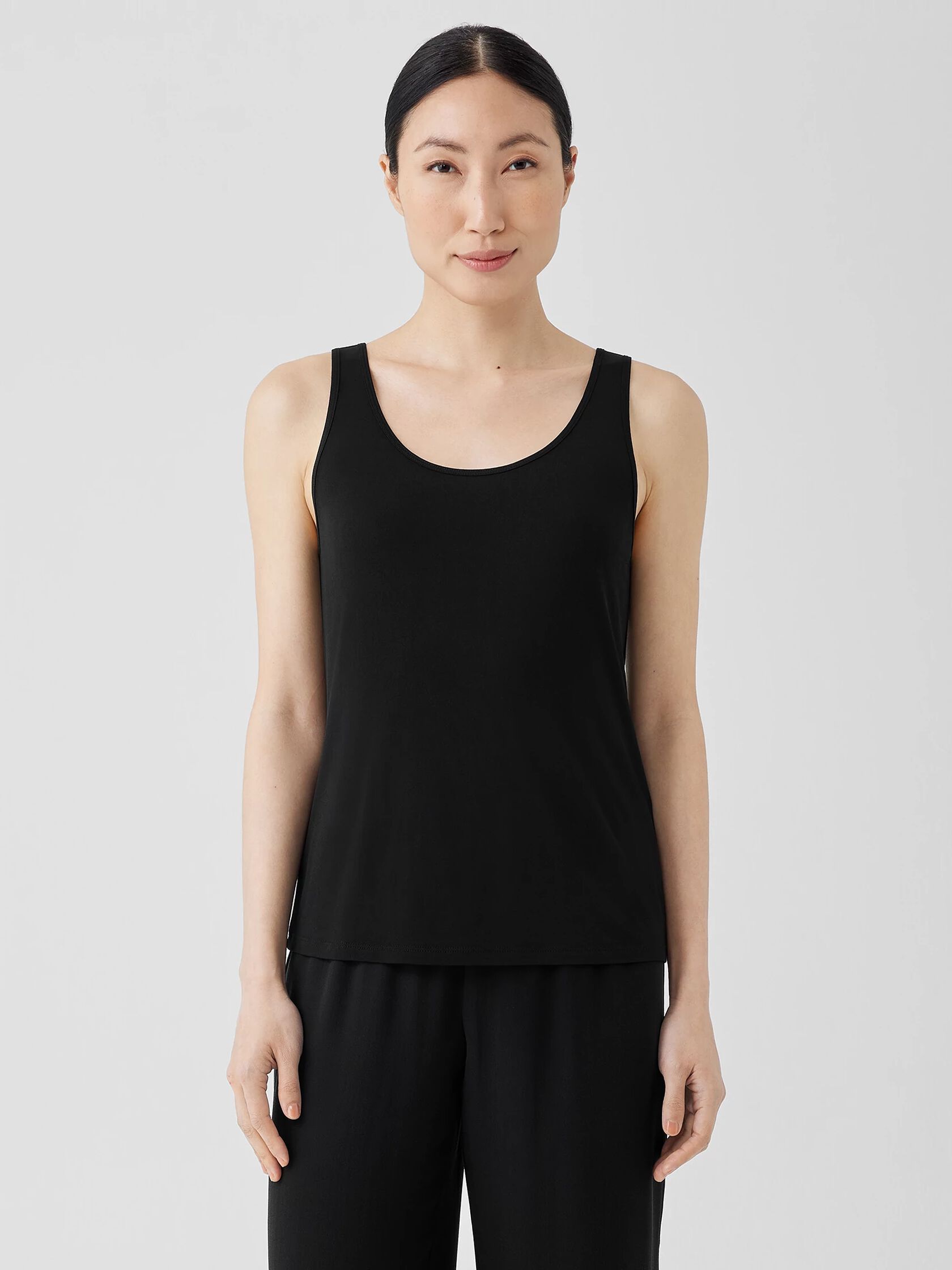 Stretch Silk Jersey Scoop Neck Tank