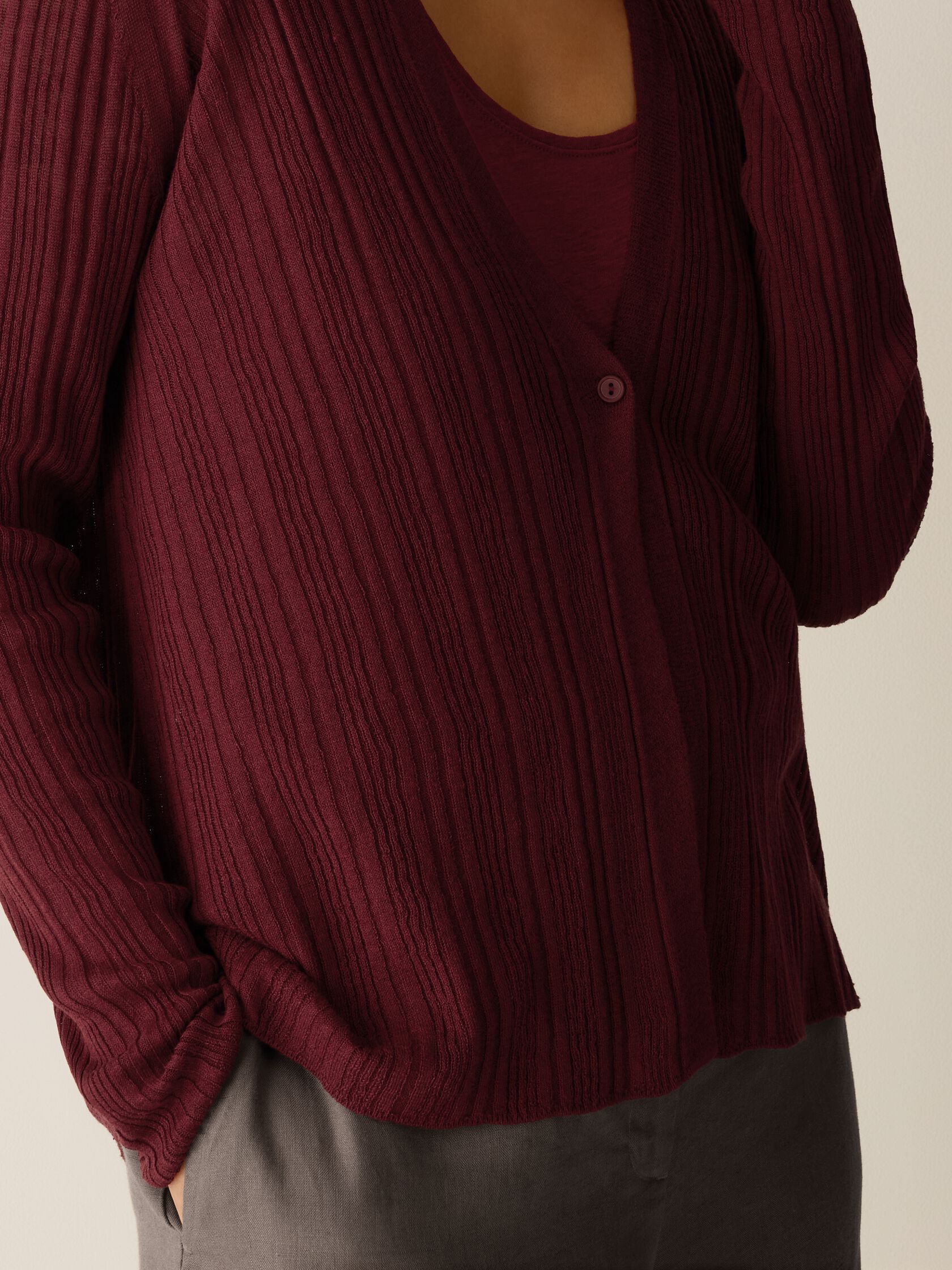 Organic Linen Cotton V-Neck Cardigan