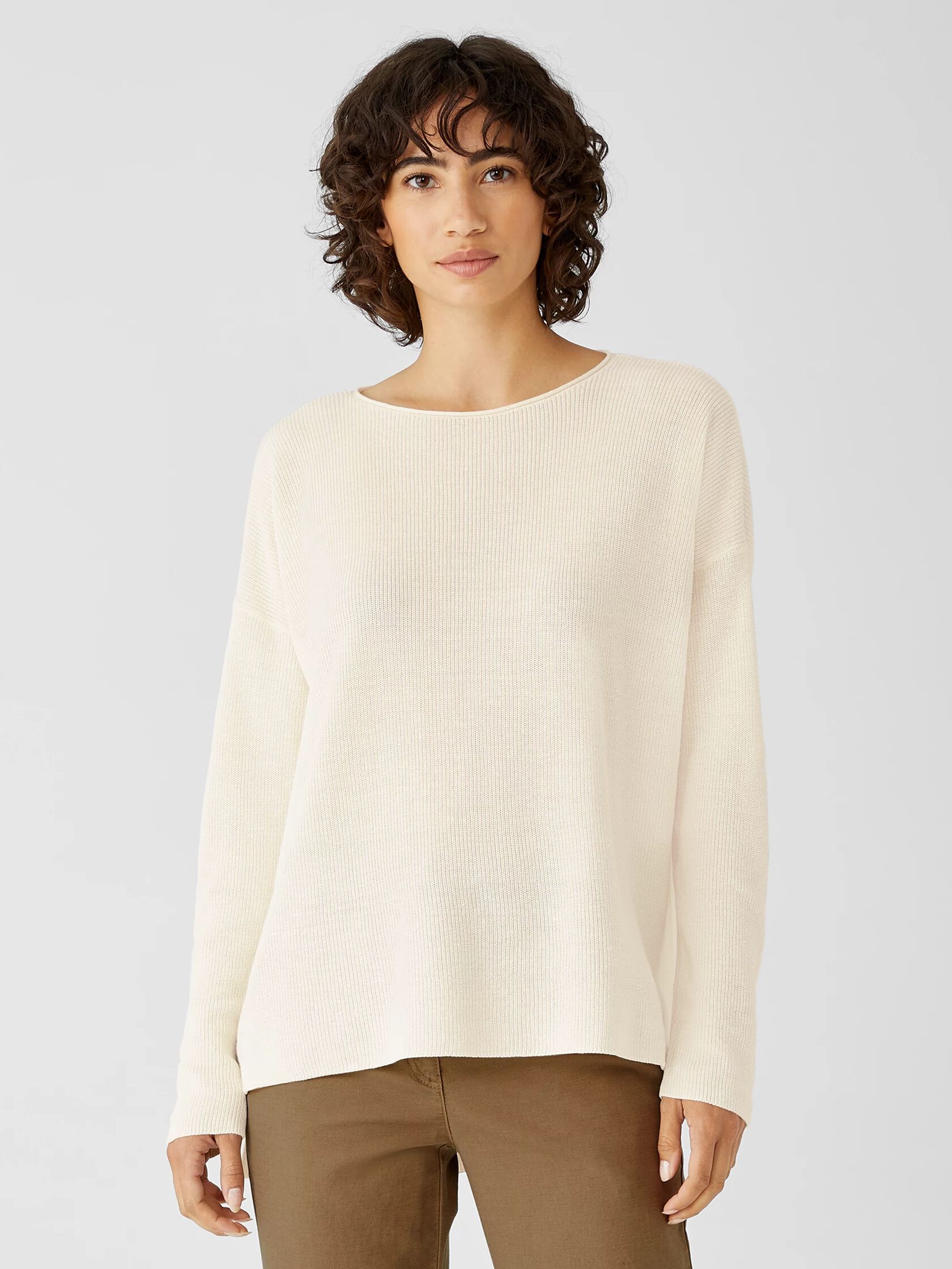 Organic Linen Cotton Crew Neck Box-Top