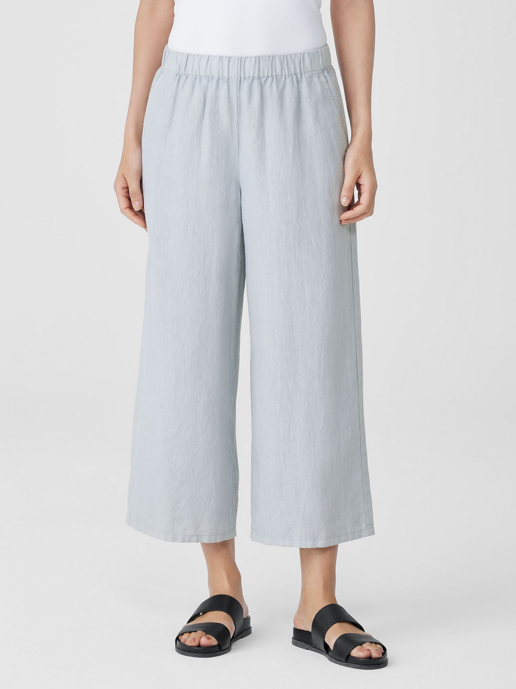 Garment-Dyed Organic Linen Wide-Leg Pant