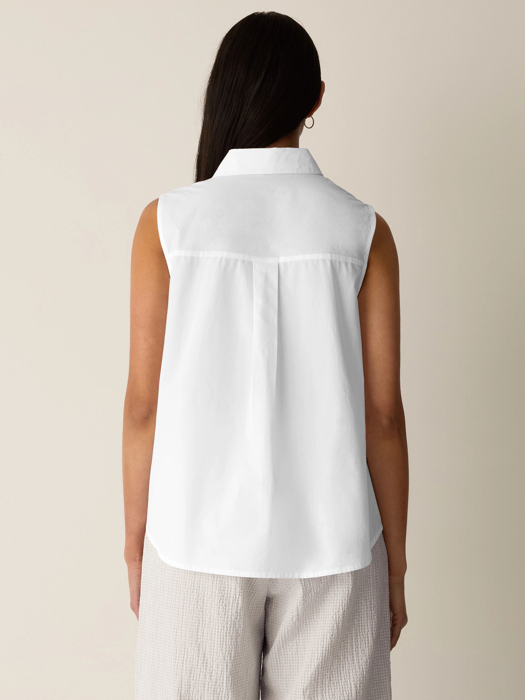 Organic Cotton Poplin Classic Collar Sleeveless Shirt