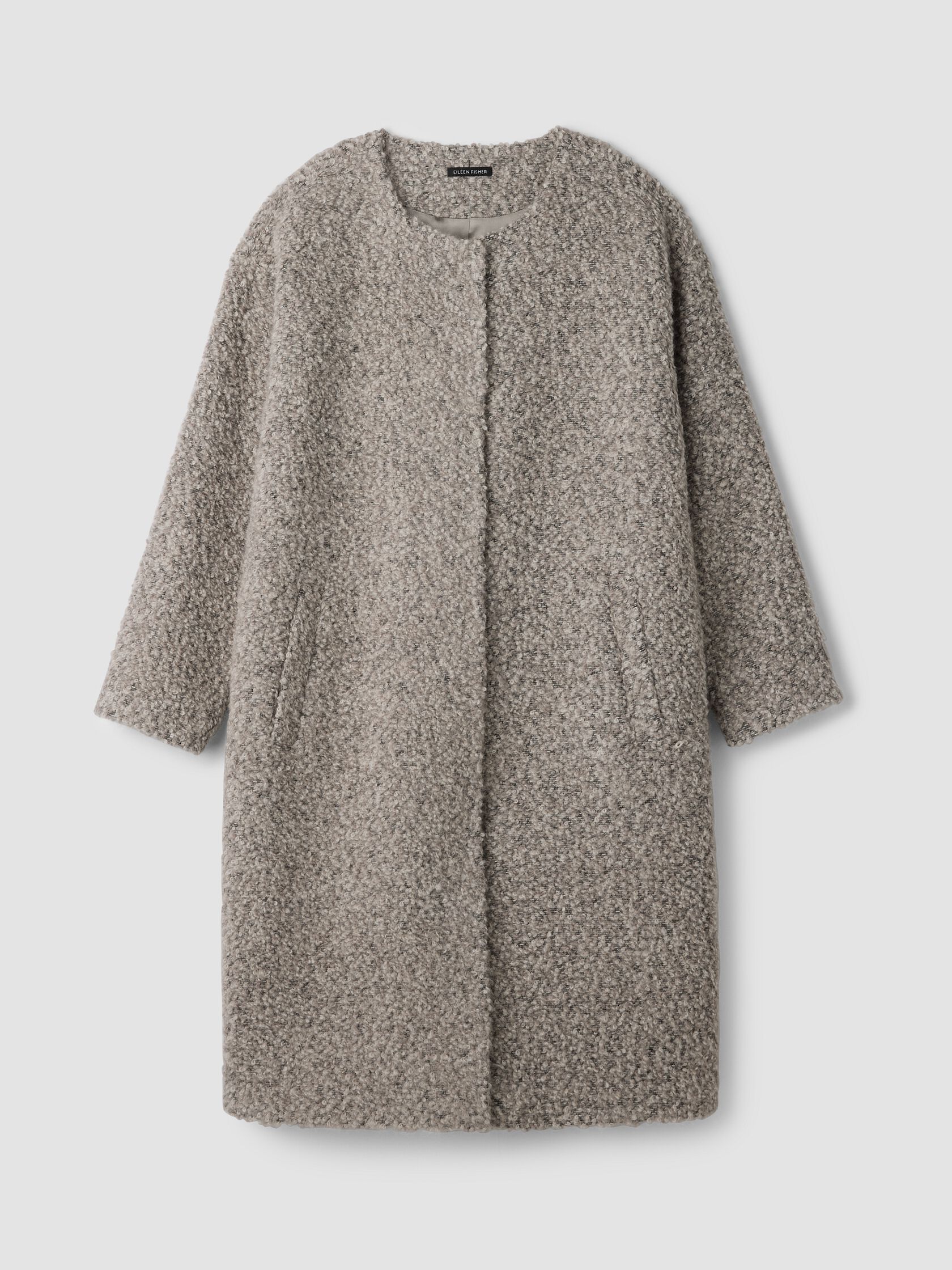 Curly Alpaca Wool Blend Round Neck Coat