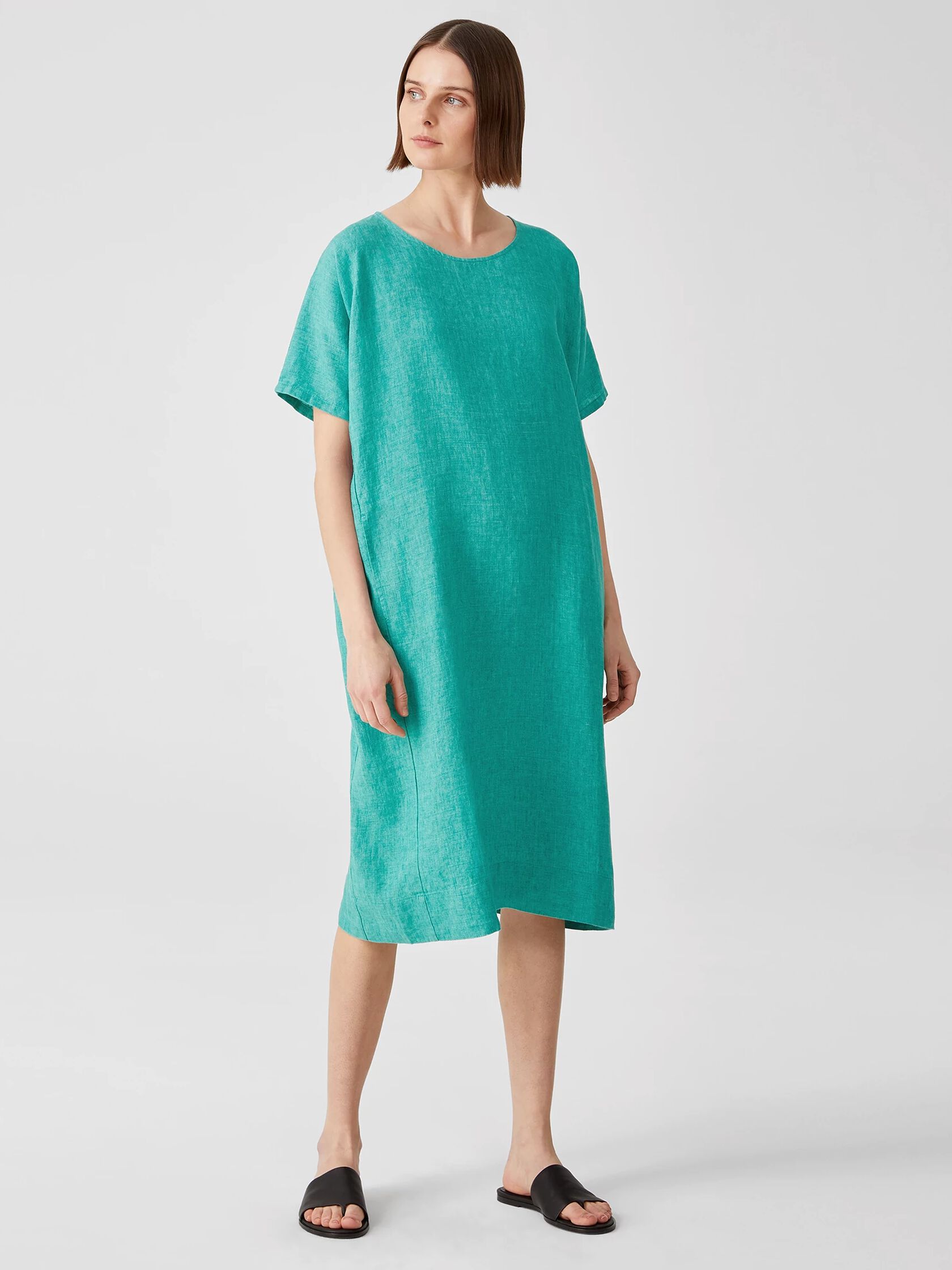 Washed Organic Linen Delave Dress