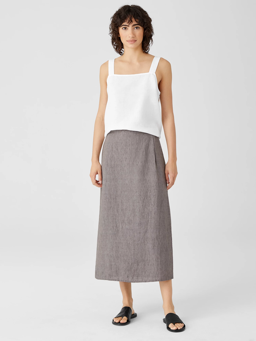 Washed Organic Linen Delave Wrap Skirt