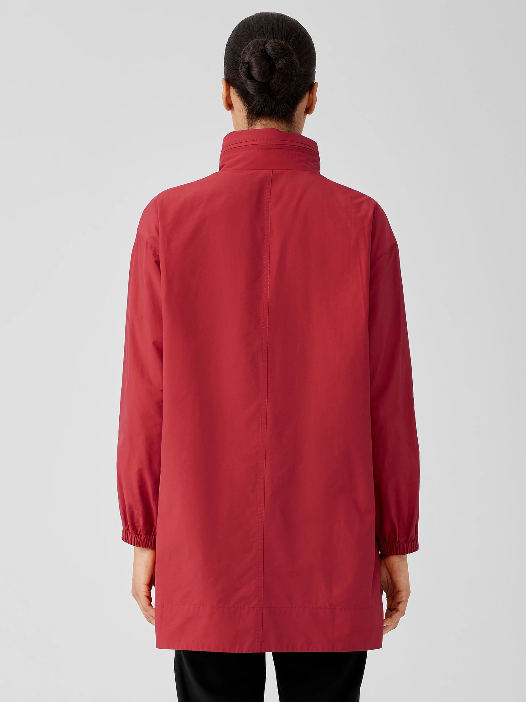 Light Cotton Nylon Stand Collar Long Coat