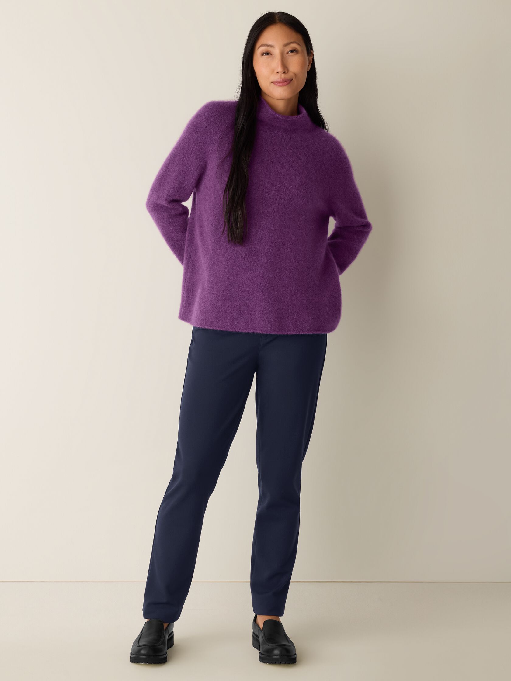 Cashmere Silk Boucle Bliss Turtleneck Top