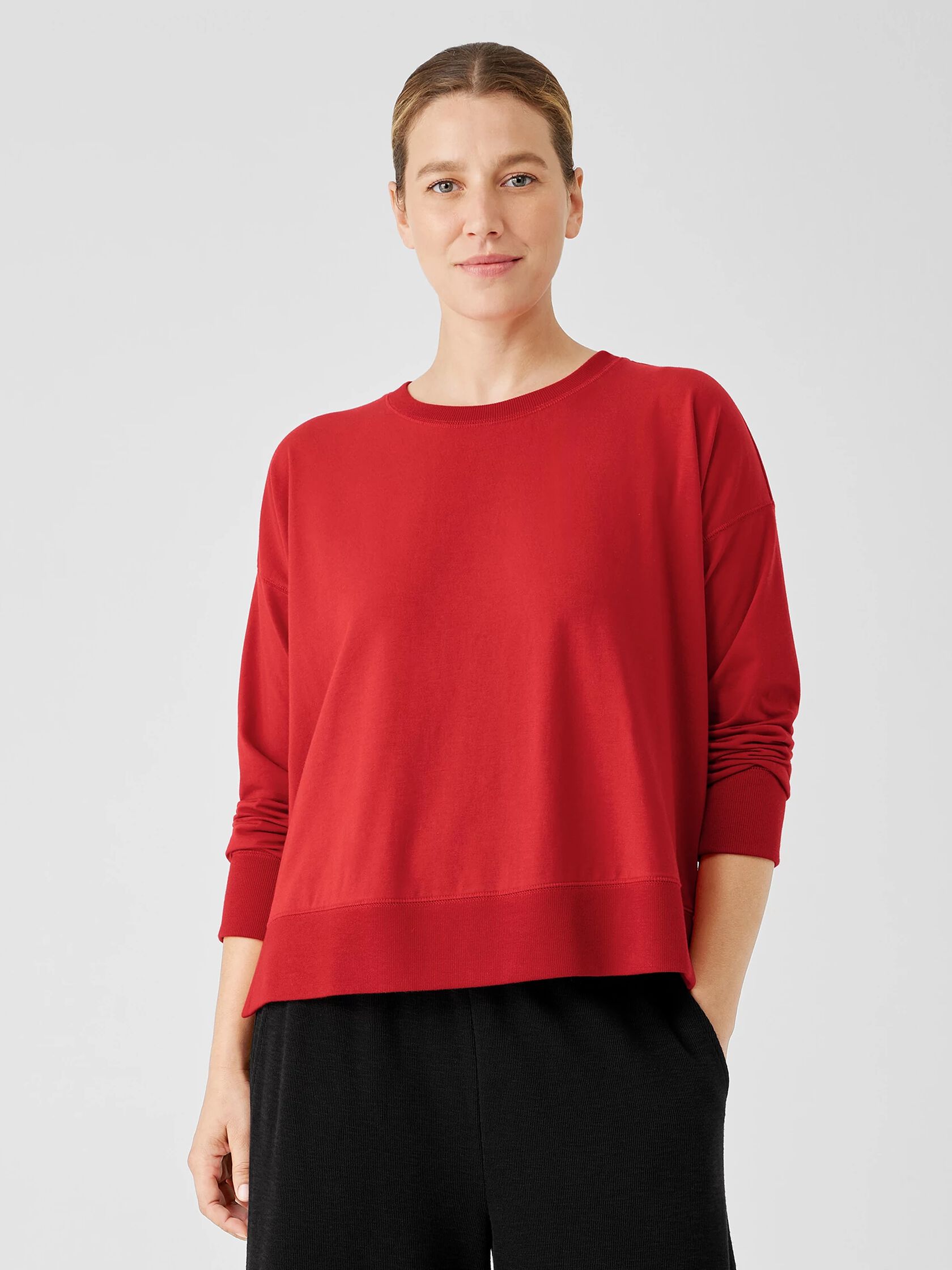 Traceable Cotton Jersey Crew Neck Top