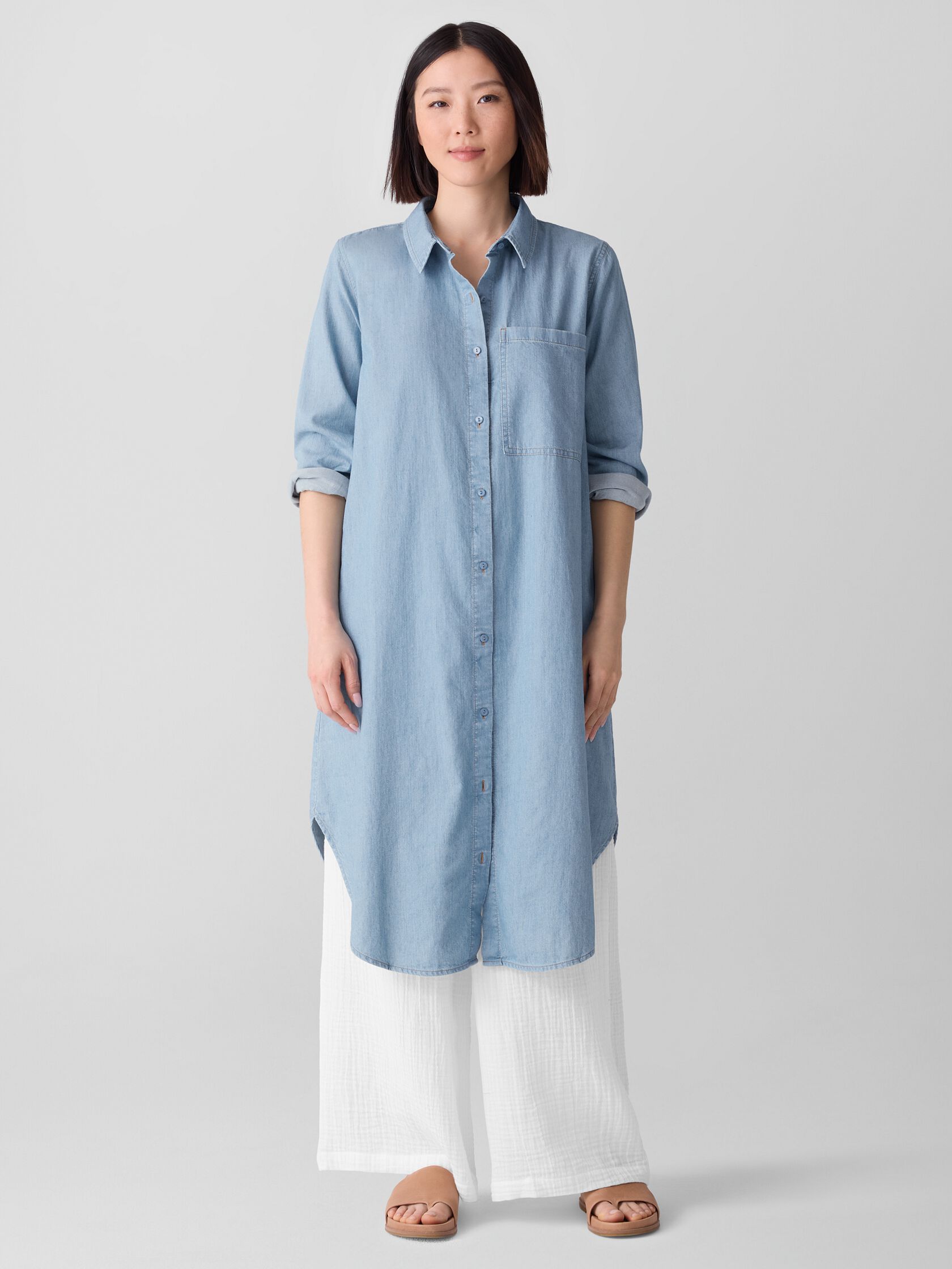 Airy Organic Cotton Twill Shirtdress