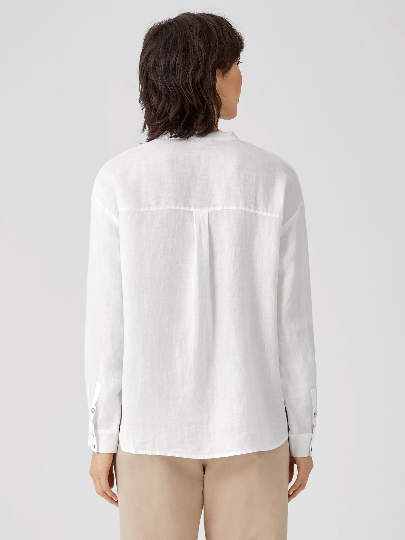 Organic Handkerchief Linen Mandarin Collar Shirt