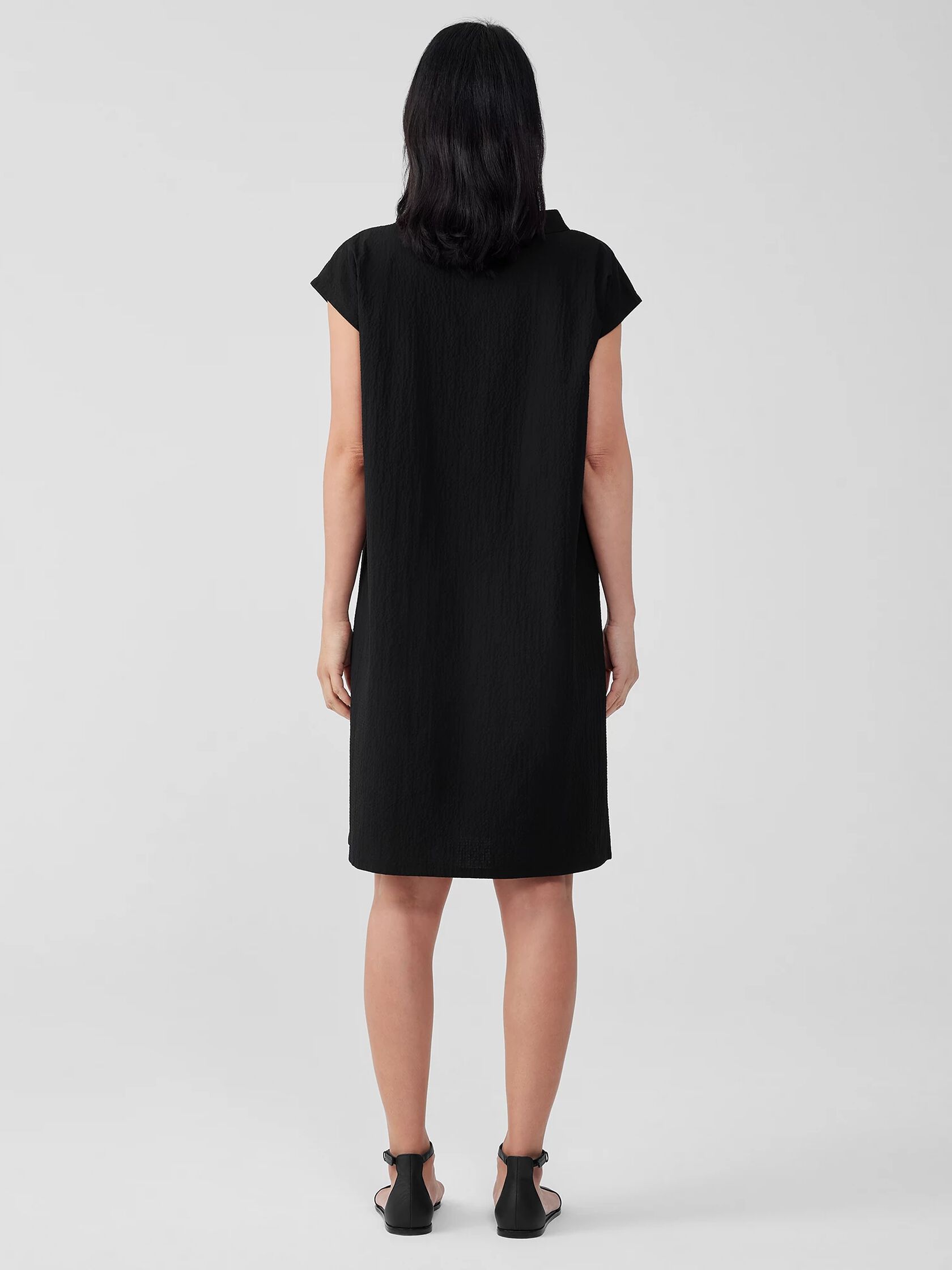 Organic Cotton Pucker Mock Neck Dress | EILEEN FISHER