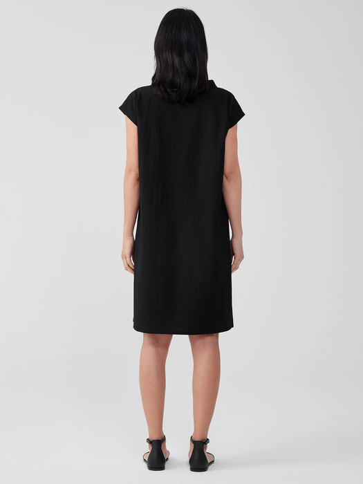 Organic Cotton Pucker Mock Neck Dress