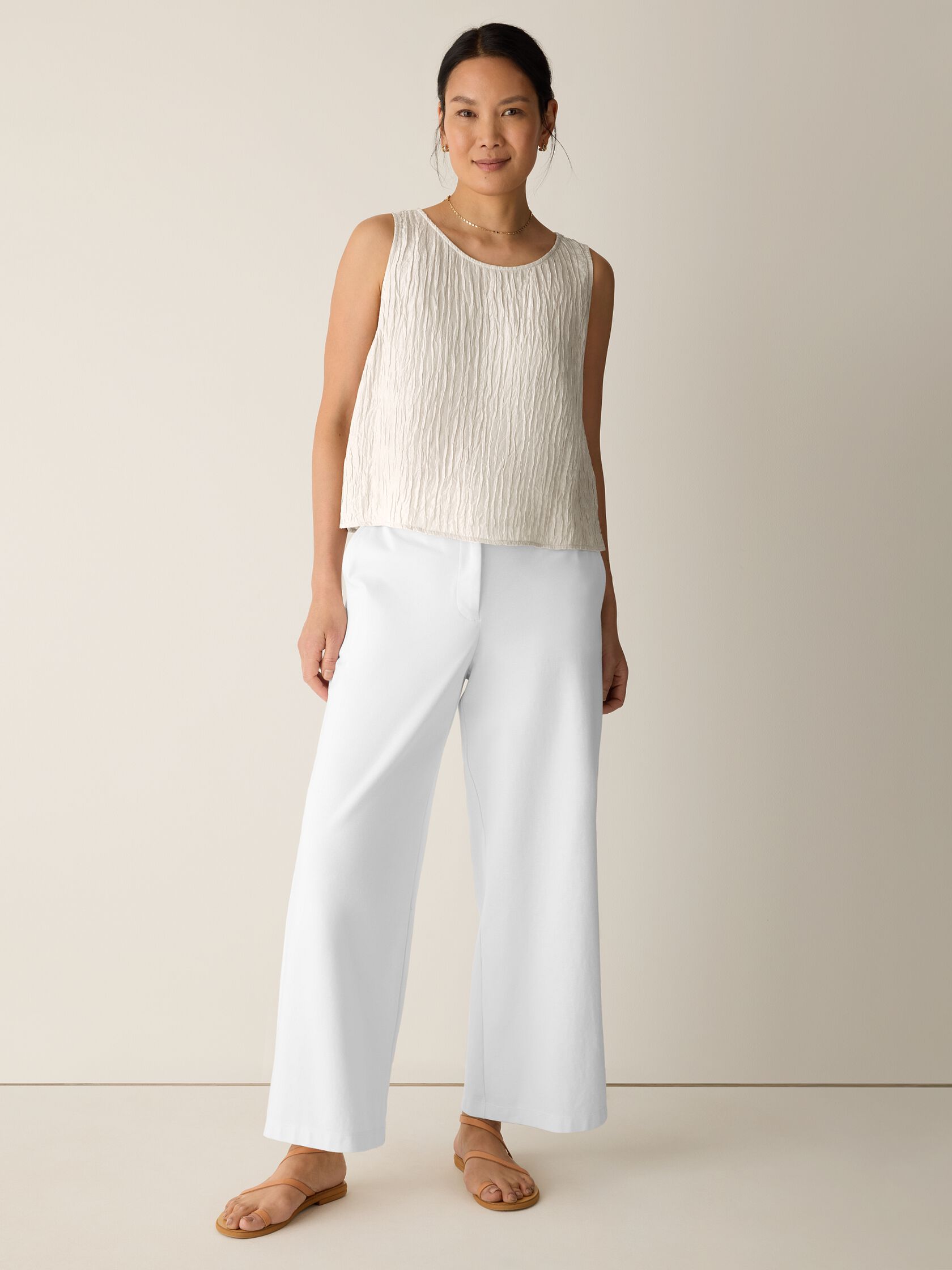 Cotton Blend Ponte Wide-Leg Trouser