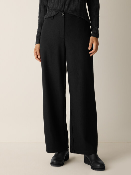 Felted Wool Jersey Wide-Leg Trouser