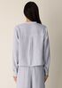 Striped Organic Cotton Gauze Band Collar Shirt