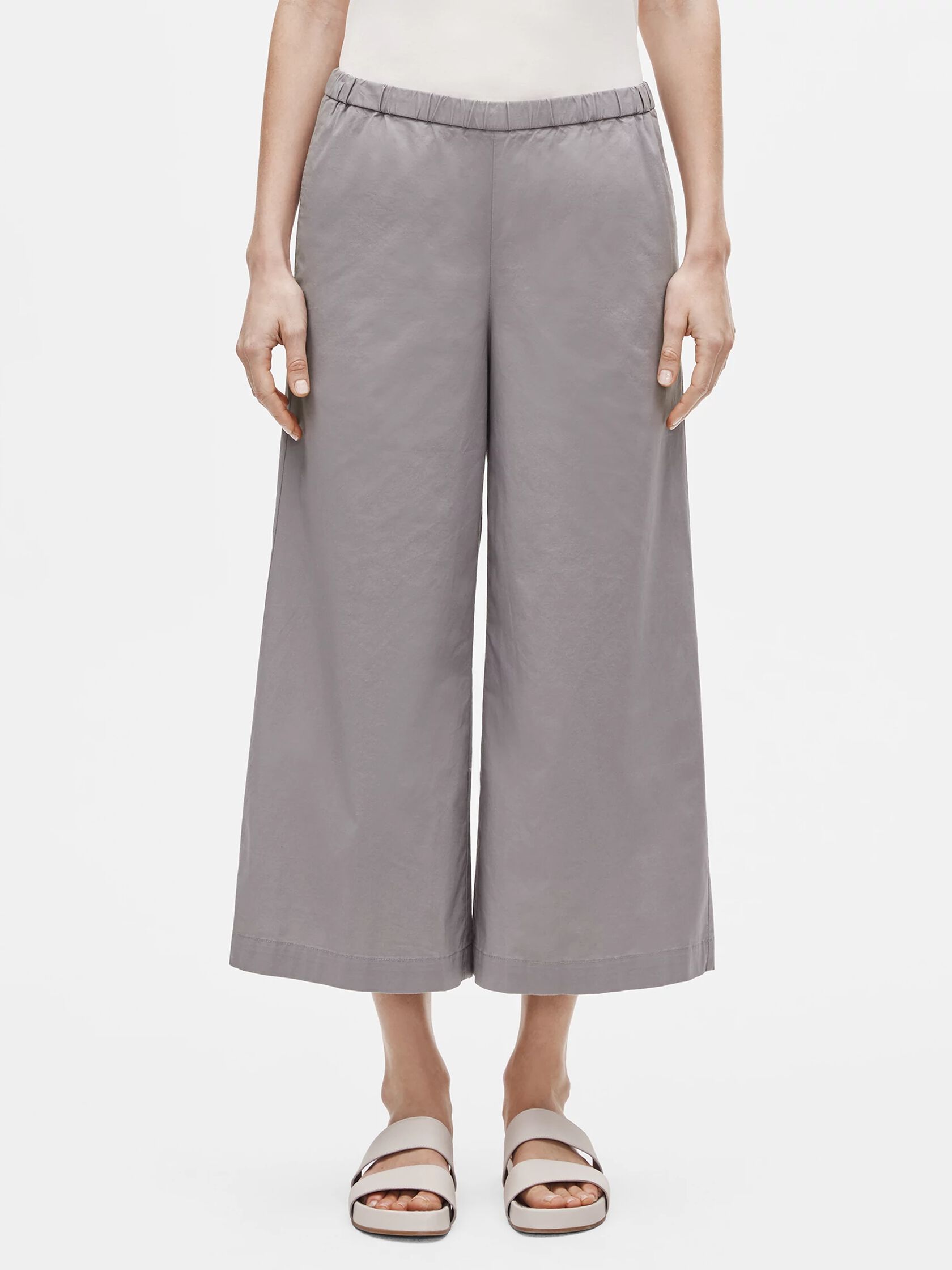 Organic Cotton Poplin Wide Cropped Pant | EILEEN FISHER