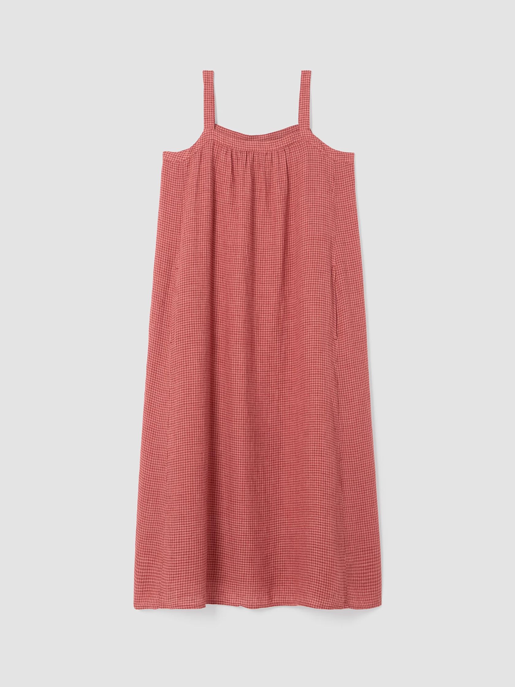 Puckered Organic Linen Square Neck Dress