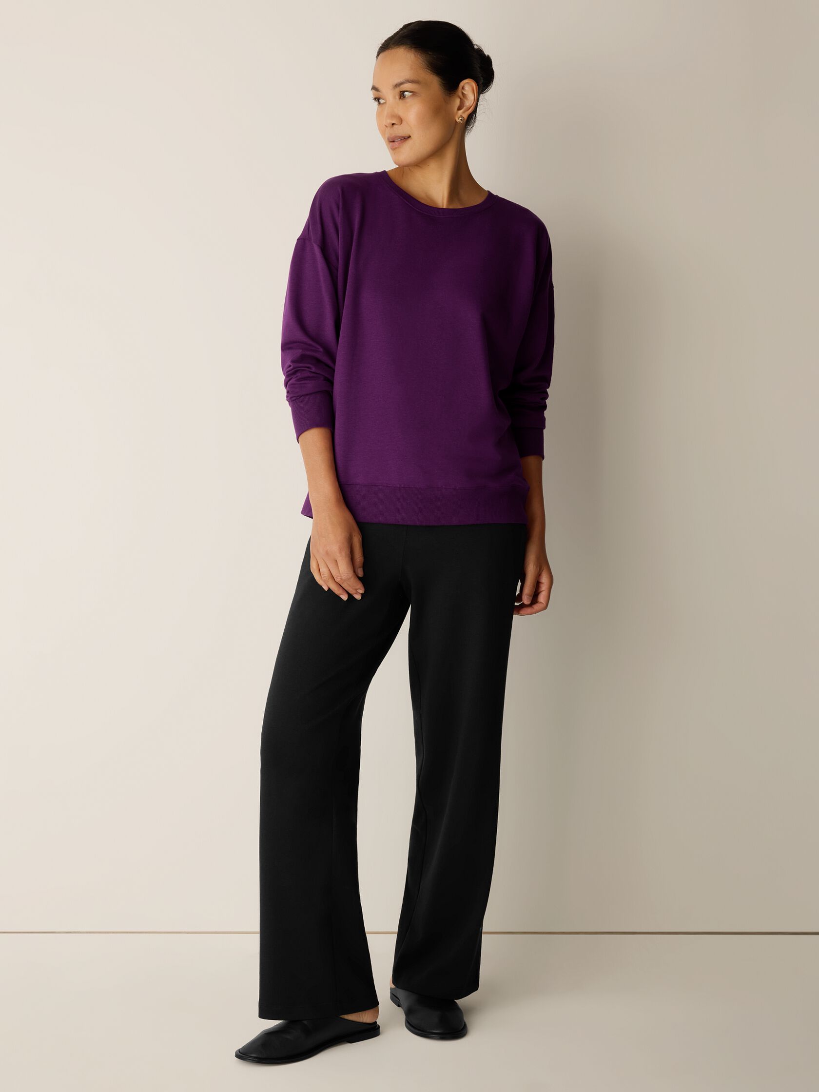 Cozy Brushed Terry Hug Crew Neck Long Top