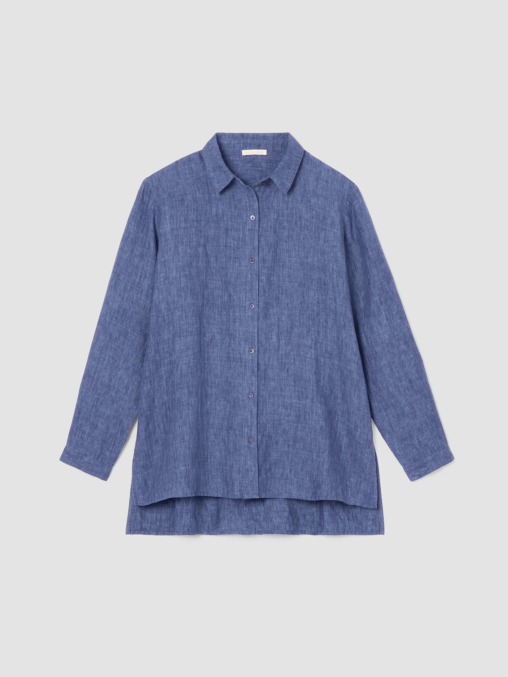 Washed Organic Linen Delave Classic Collar Shirt