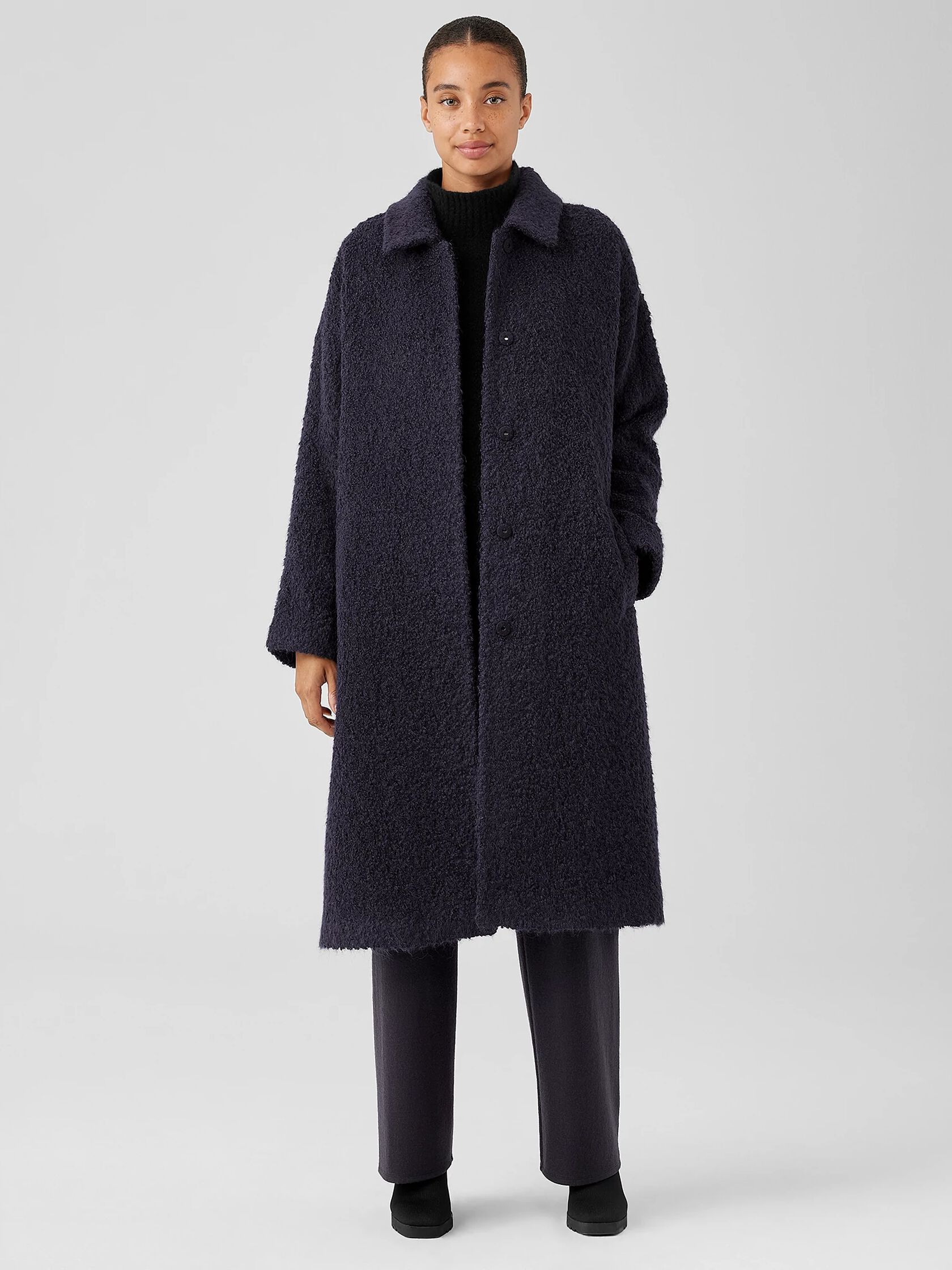 Alpaca Boucle Classic Collar Coat | EILEEN FISHER